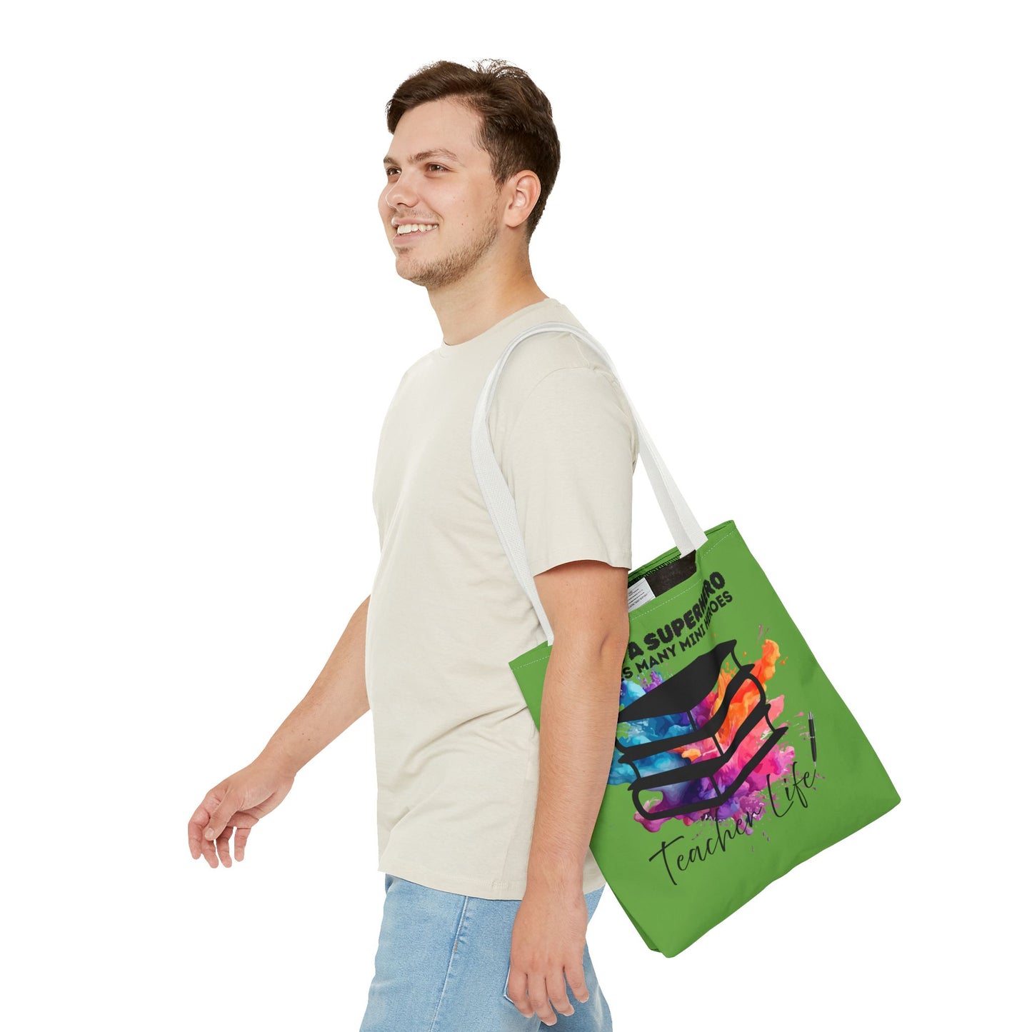 Superhero Teacher Life Tote Bag, Teacher Gift, Eco-Friendly Bag, Back to School Accessory, Inspirational Tote