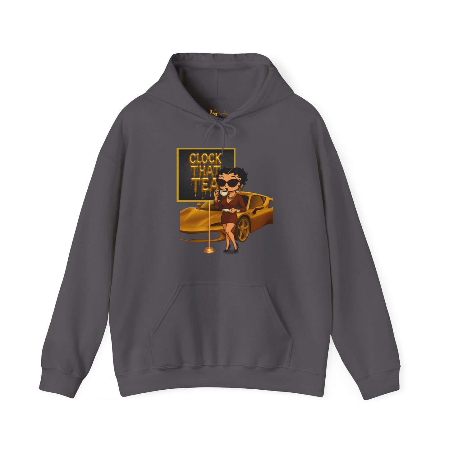 Clock That Tea Chic Hooded Sweatshirt for Tea Lovers, Trendy Unisex Pullover, Casual Streetwear, Gift for Friends, Perfect for Cozy Days
