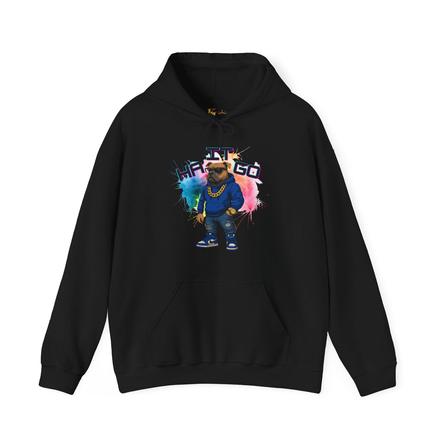 Ha It Go Cool Hipster Dog Hoodie, Streetwear Unisex Sweatshirt, Funny Pet Lover Gift, Casual Stylish Pullover, Colorful Graphic Sweatshirt