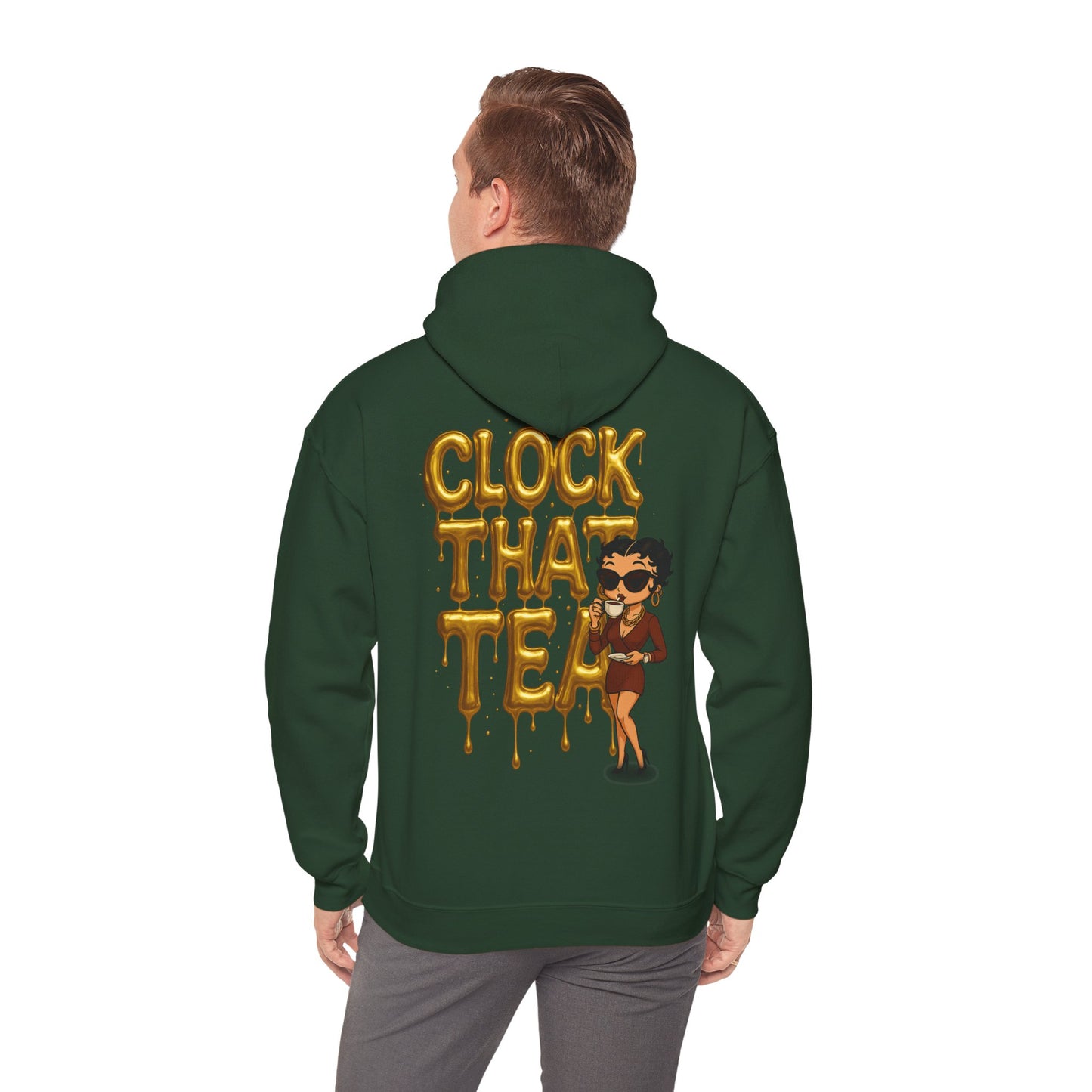 Clock That Tea Hooded Sweatshirt, Fun Unisex Hoodie, Cozy Sweatshirt Gift for Tea Lovers, Stylish Casual Wear, Perfect for Any Season