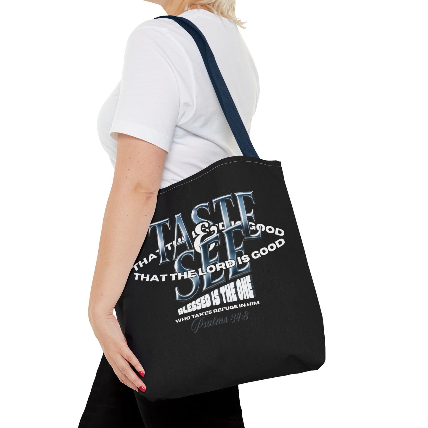 Taste and See Inspirational Tote Bag - Faith & Spirituality, Christian Gift, Bible Verse, Religious Accessories, Everyday Use, Stylish Carryall