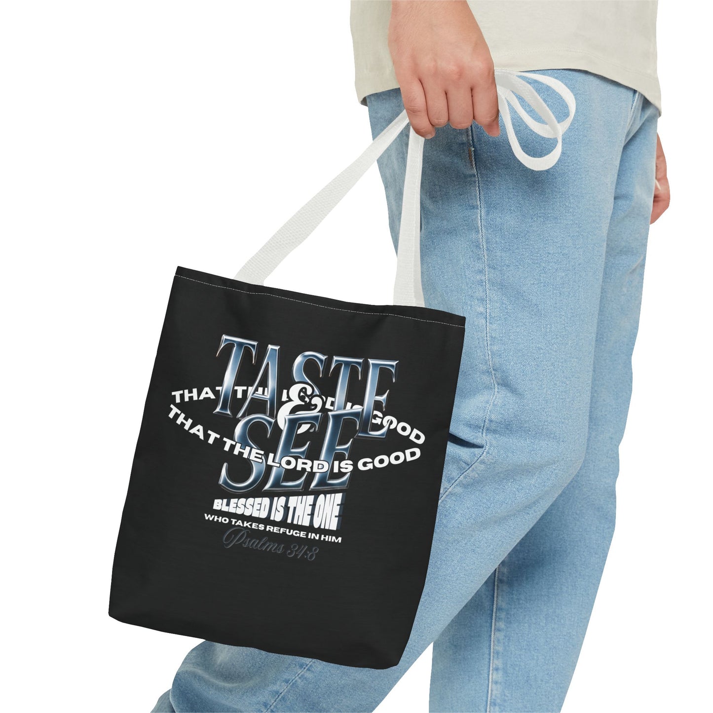 Taste and See Inspirational Tote Bag - Faith & Spirituality, Christian Gift, Bible Verse, Religious Accessories, Everyday Use, Stylish Carryall