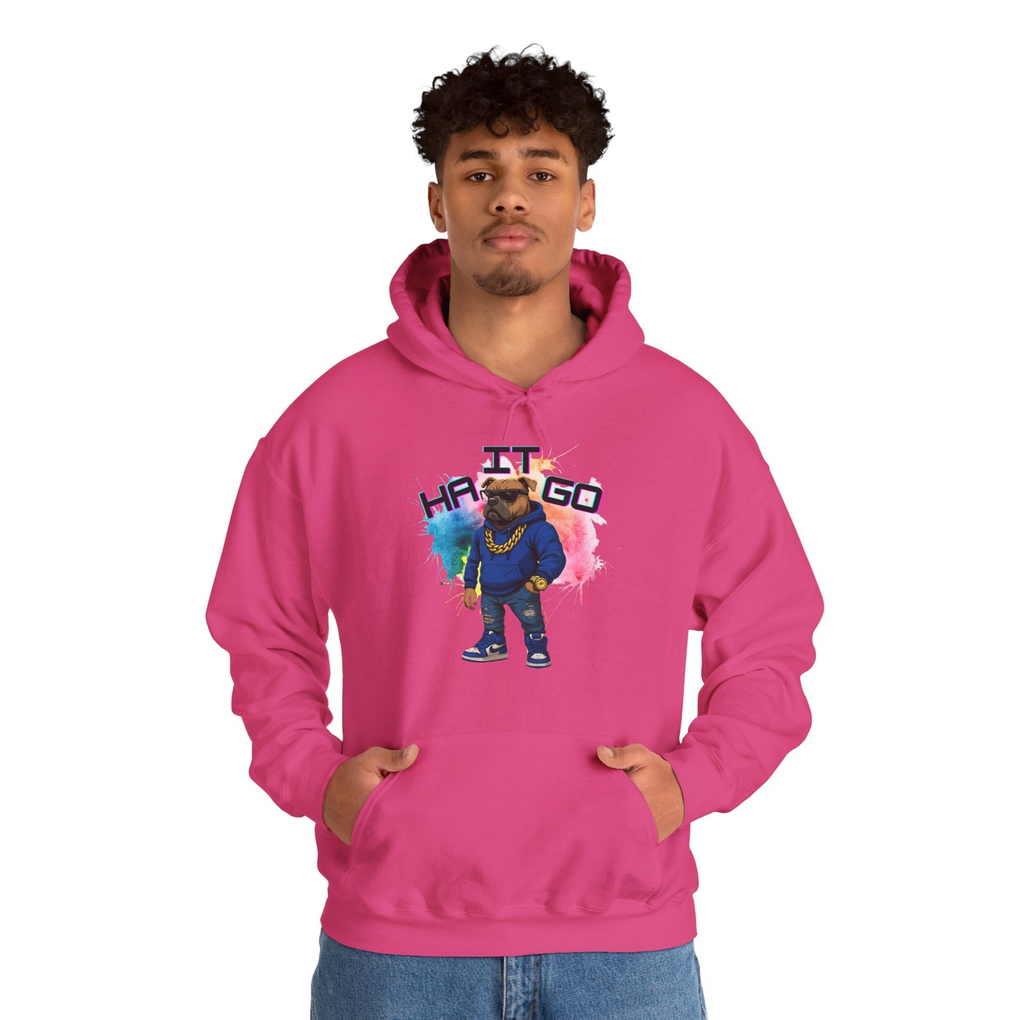 Ha It Go Cool Hipster Dog Hoodie, Streetwear Unisex Sweatshirt, Funny Pet Lover Gift, Casual Stylish Pullover, Colorful Graphic Sweatshirt