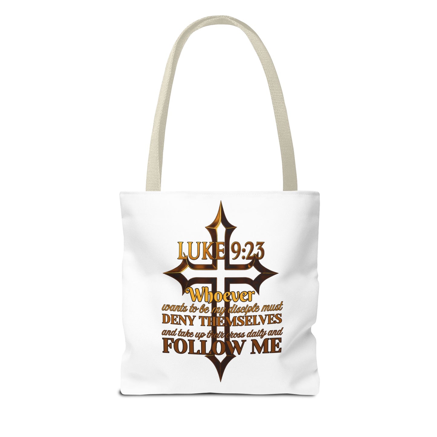 Luke 9:23 Inspirational Cross Tote Bag, Christian Faith Bag, Scripture Motivational Tote, Gift for Believers, Luke 9:23 Bag, Everyday Carry