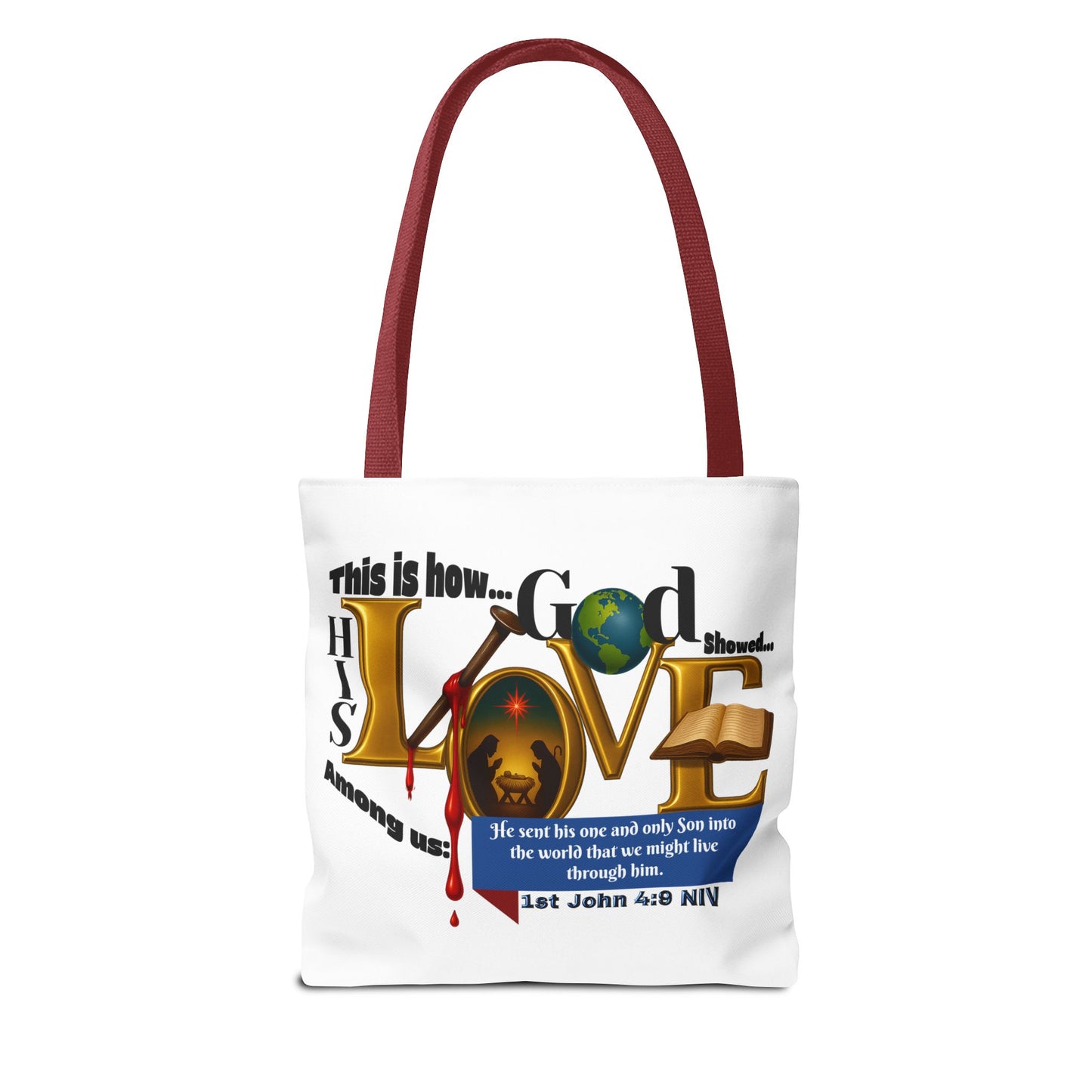 1st John 4:9 Faith-Inspired Tote Bag, Christian Gift, Religious Tote, Bible Verse Bag, Everyday Use, Church Accessory