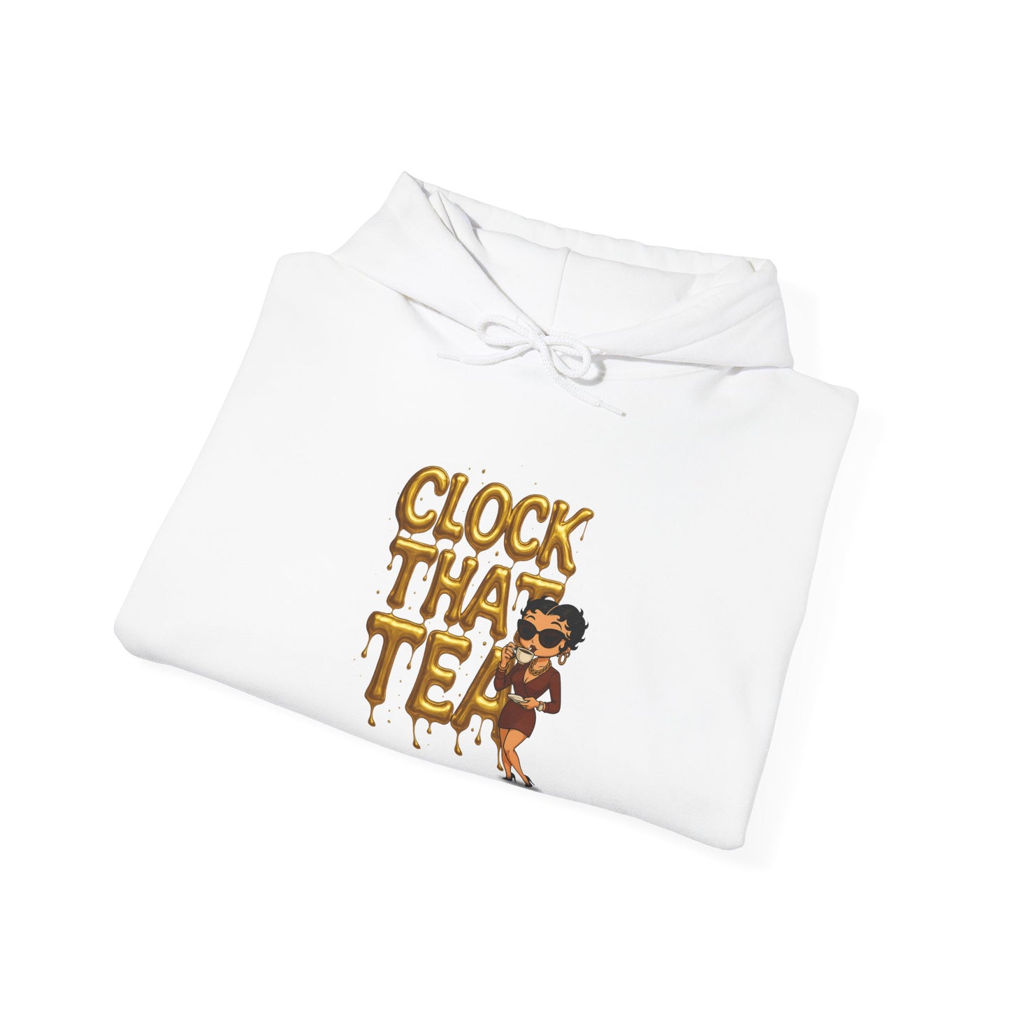 Clock That Tea Hooded Sweatshirt, Fun Unisex Hoodie, Cozy Sweatshirt Gift for Tea Lovers, Stylish Casual Wear, Perfect for Any Season
