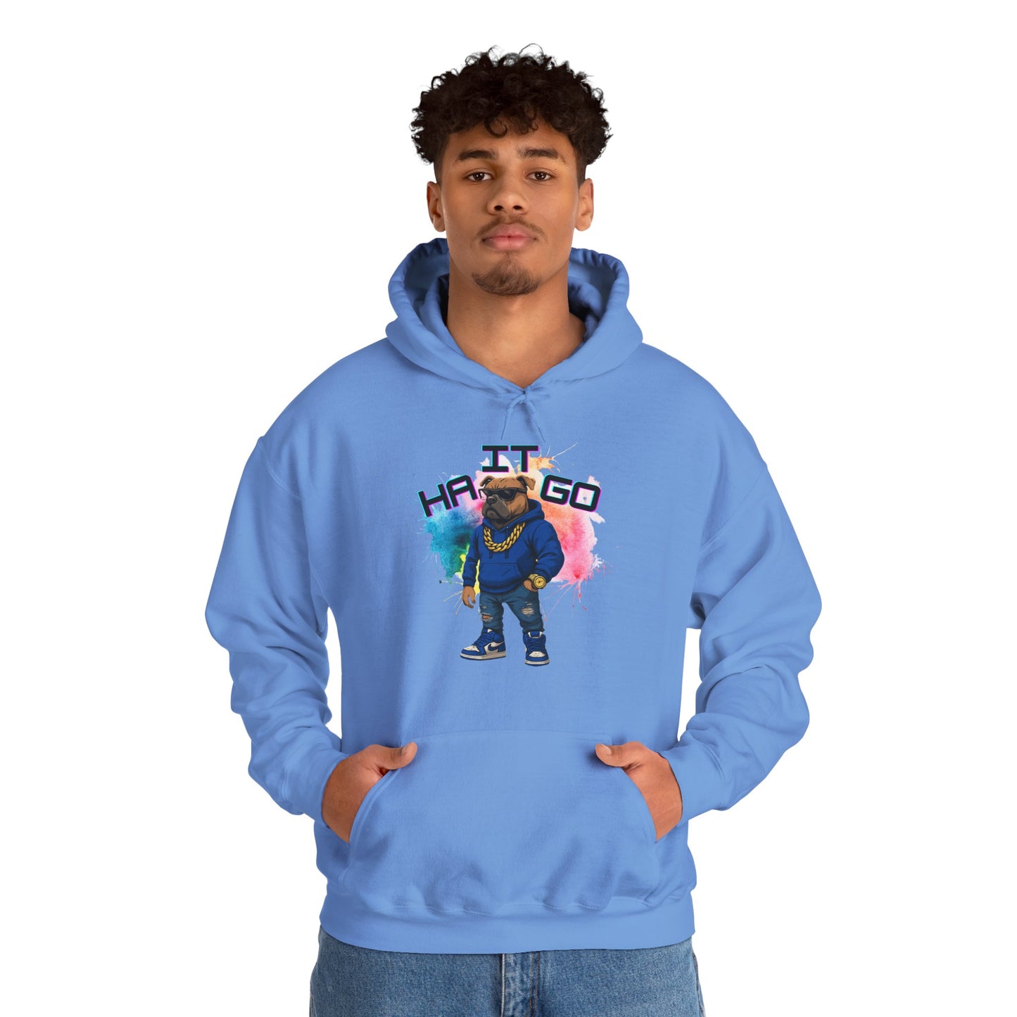 Ha It Go Cool Hipster Dog Hoodie, Streetwear Unisex Sweatshirt, Funny Pet Lover Gift, Casual Stylish Pullover, Colorful Graphic Sweatshirt
