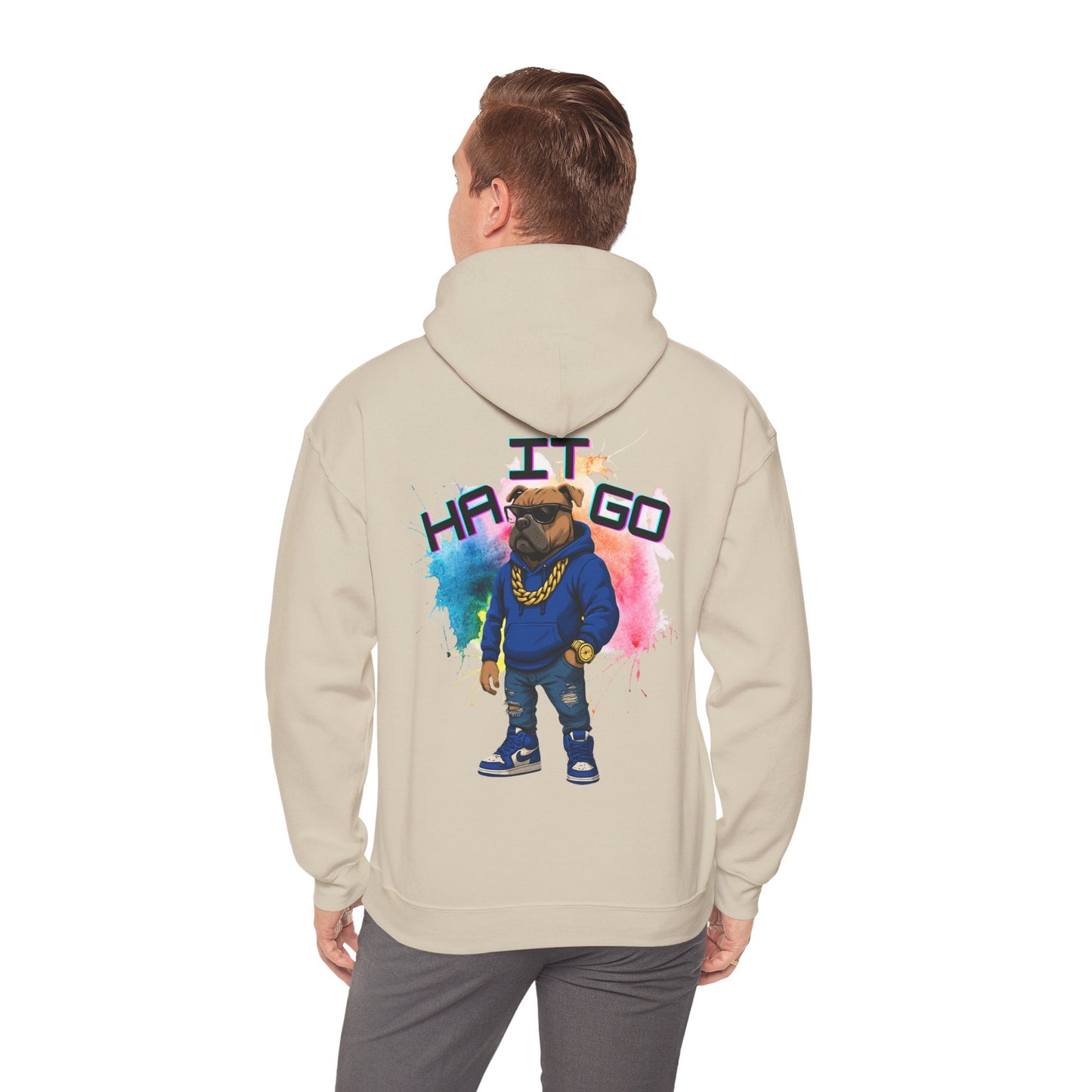 Ha It Go Cool Hipster Dog Hoodie, Streetwear Unisex Sweatshirt, Funny Pet Lover Gift, Casual Stylish Pullover, Colorful Graphic Sweatshirt