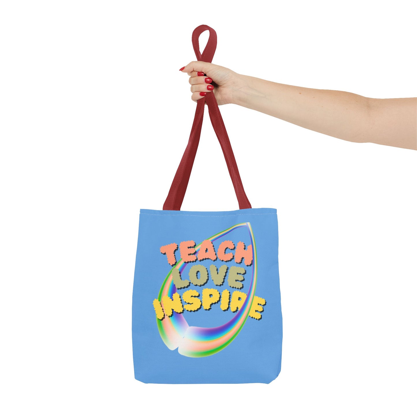 Teach Love Inspire, Inspirational Tote Bag, Teach Love Inspire, Motivational Bag, Teacher Gift, Bright Colorful Tote, Eco-Friendly Shopping Bag