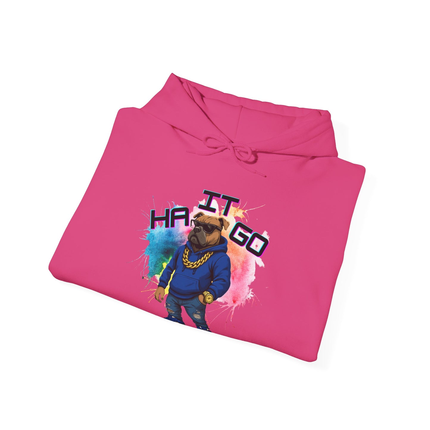 Ha It Go Cool Hipster Dog Hoodie, Streetwear Unisex Sweatshirt, Funny Pet Lover Gift, Casual Stylish Pullover, Colorful Graphic Sweatshirt