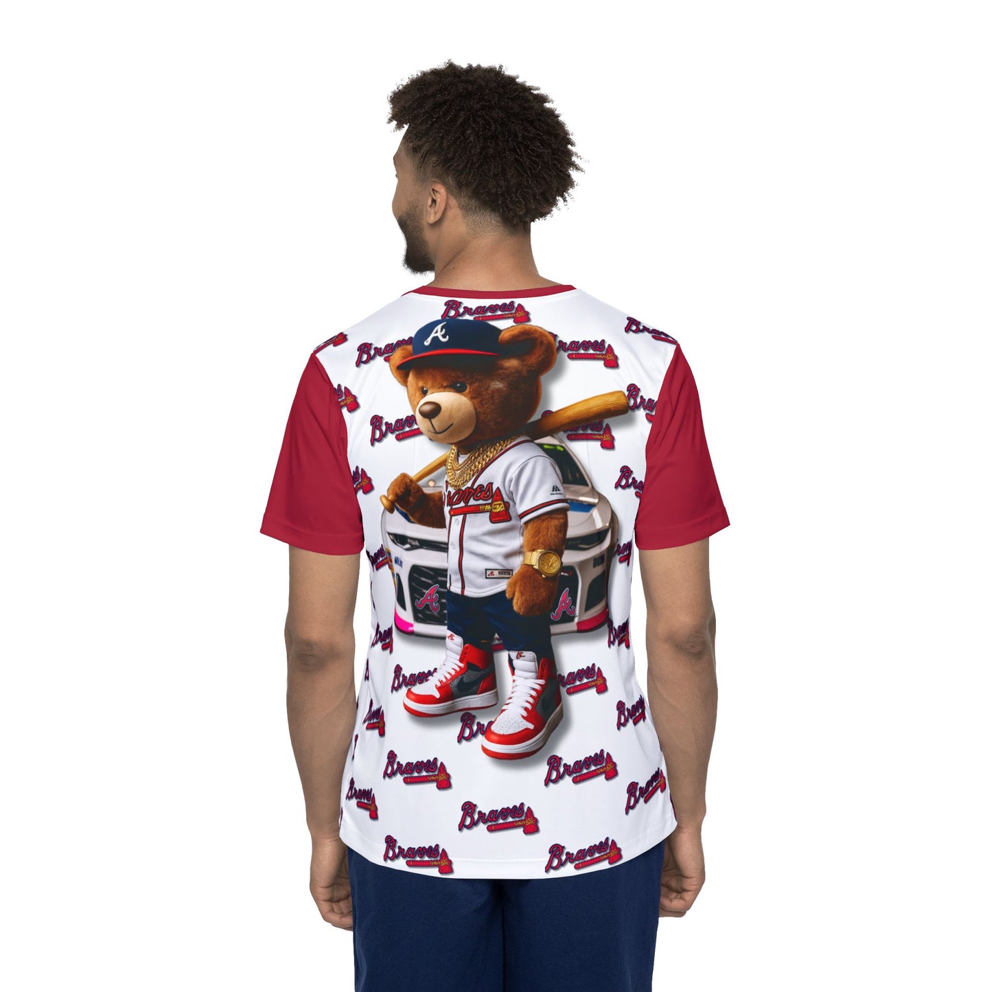 Atlanta Braves Baseball, Bristol Motor Speedway, Men's Sports Jersey with Bear Mascot, Cute Baseball Shirt, Sporty Casual Wear, Gifts for Sports Fans, MLB Team Apparel, Fun Birthday Present