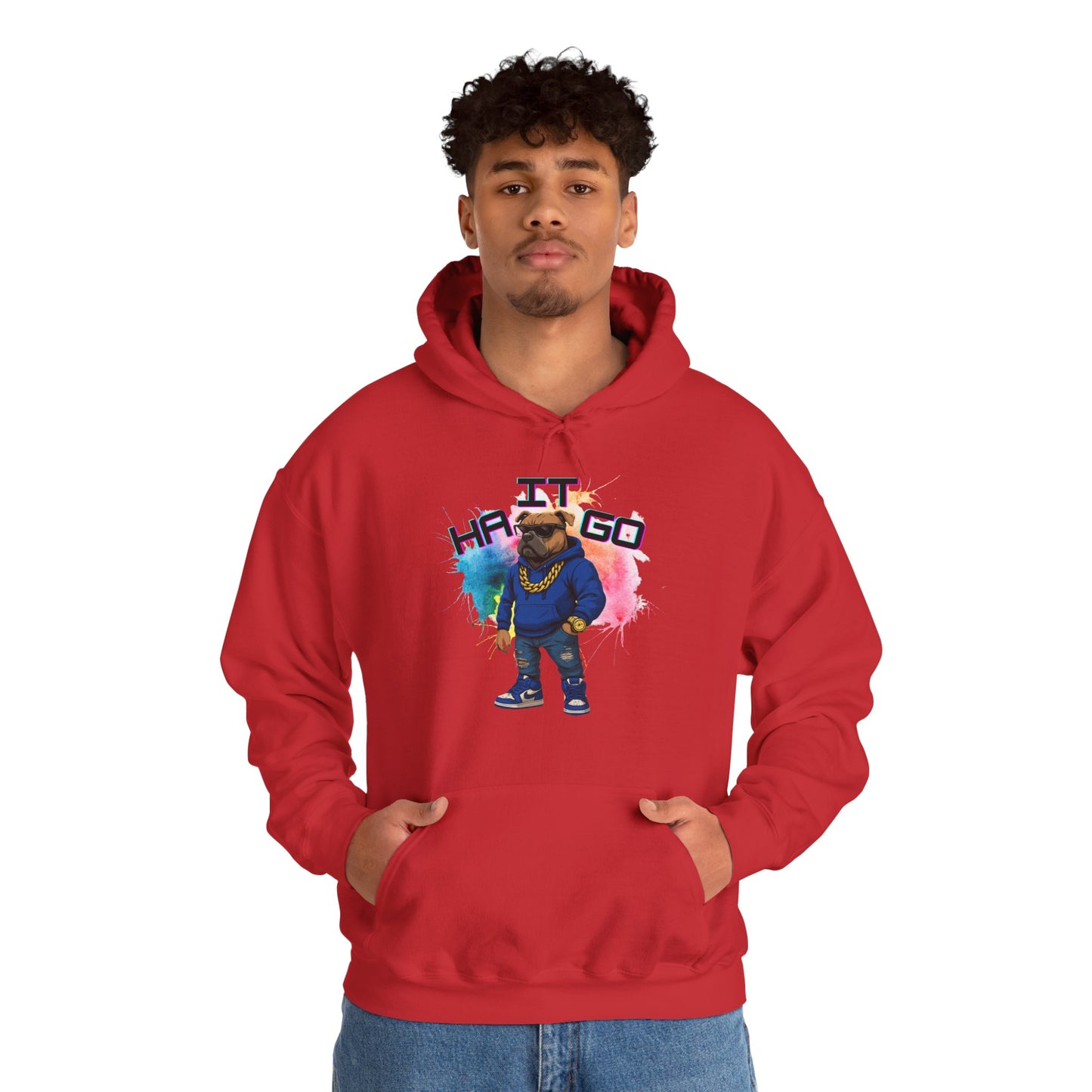 Ha It Go Cool Hipster Dog Hoodie, Streetwear Unisex Sweatshirt, Funny Pet Lover Gift, Casual Stylish Pullover, Colorful Graphic Sweatshirt