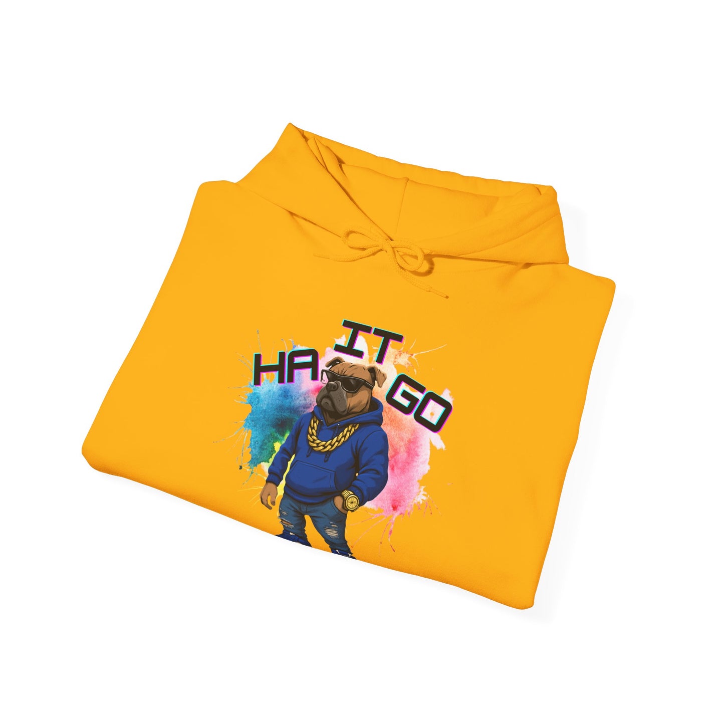 Ha It Go Cool Hipster Dog Hoodie, Streetwear Unisex Sweatshirt, Funny Pet Lover Gift, Casual Stylish Pullover, Colorful Graphic Sweatshirt