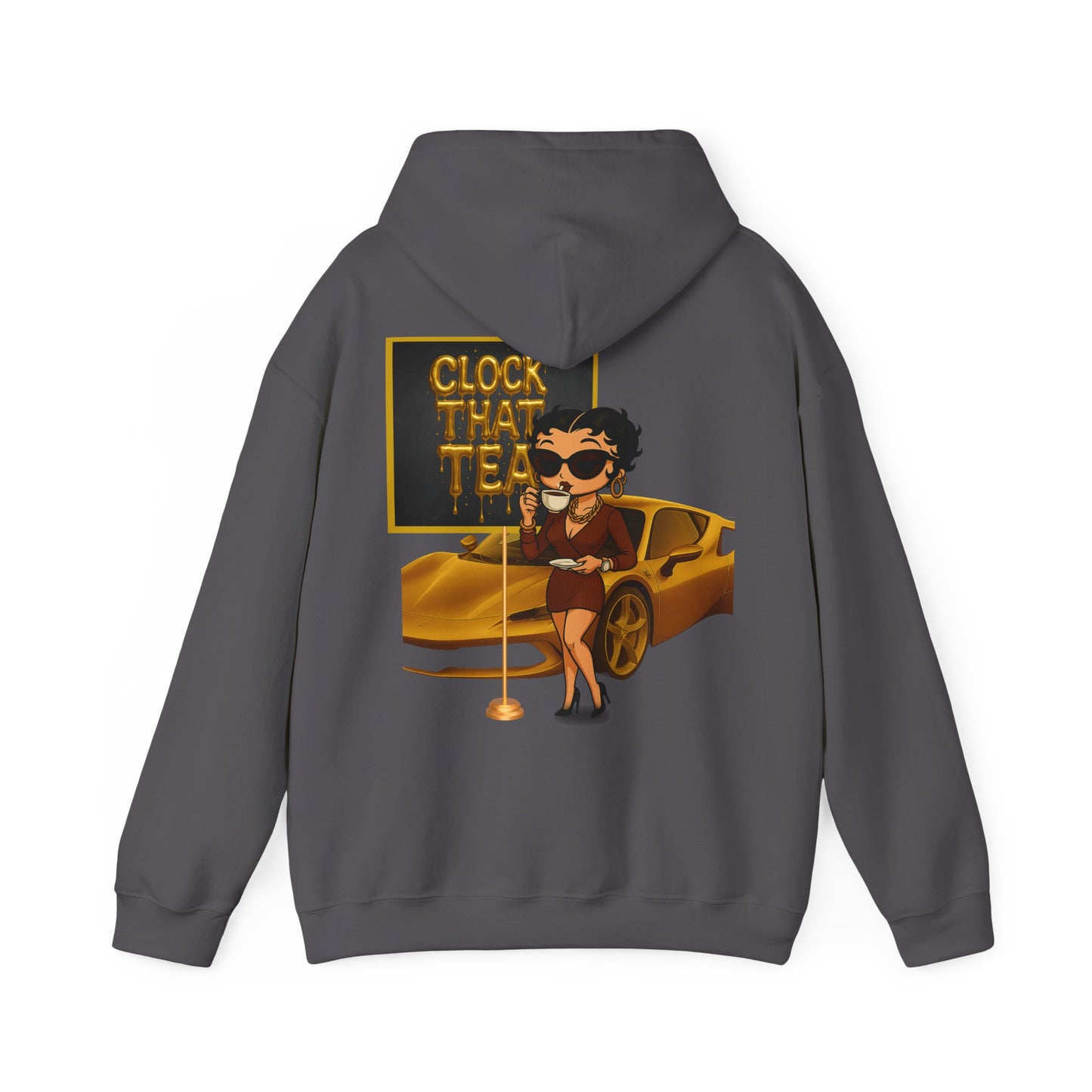 Clock That Tea Chic Hooded Sweatshirt for Tea Lovers, Trendy Unisex Pullover, Casual Streetwear, Gift for Friends, Perfect for Cozy Days