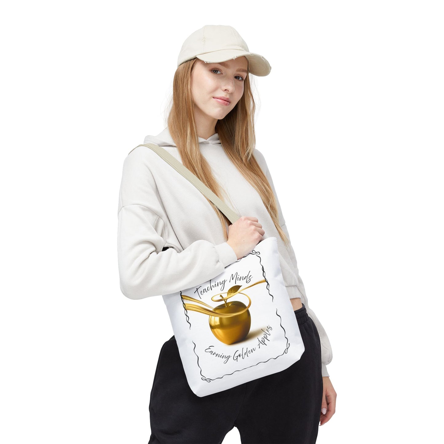 Golden Apple Teacher Tote Bag, Educational Gift Bag, Back to School, Classroom Essentials, Inspiring Quote Bag