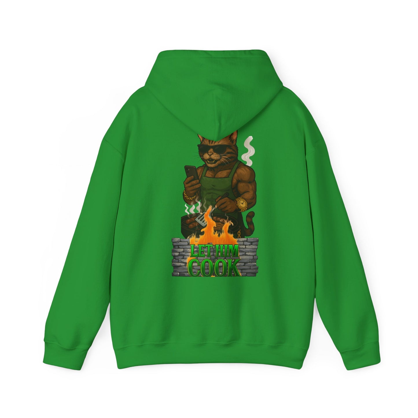 Let Him Cook Cool Cat Grillin' Sweatshirt | Unisex Hoodie for Cat Lovers, Funny Gift for Friends, Cozy Wear, Casual Outfit, Birthday and Holiday Gift