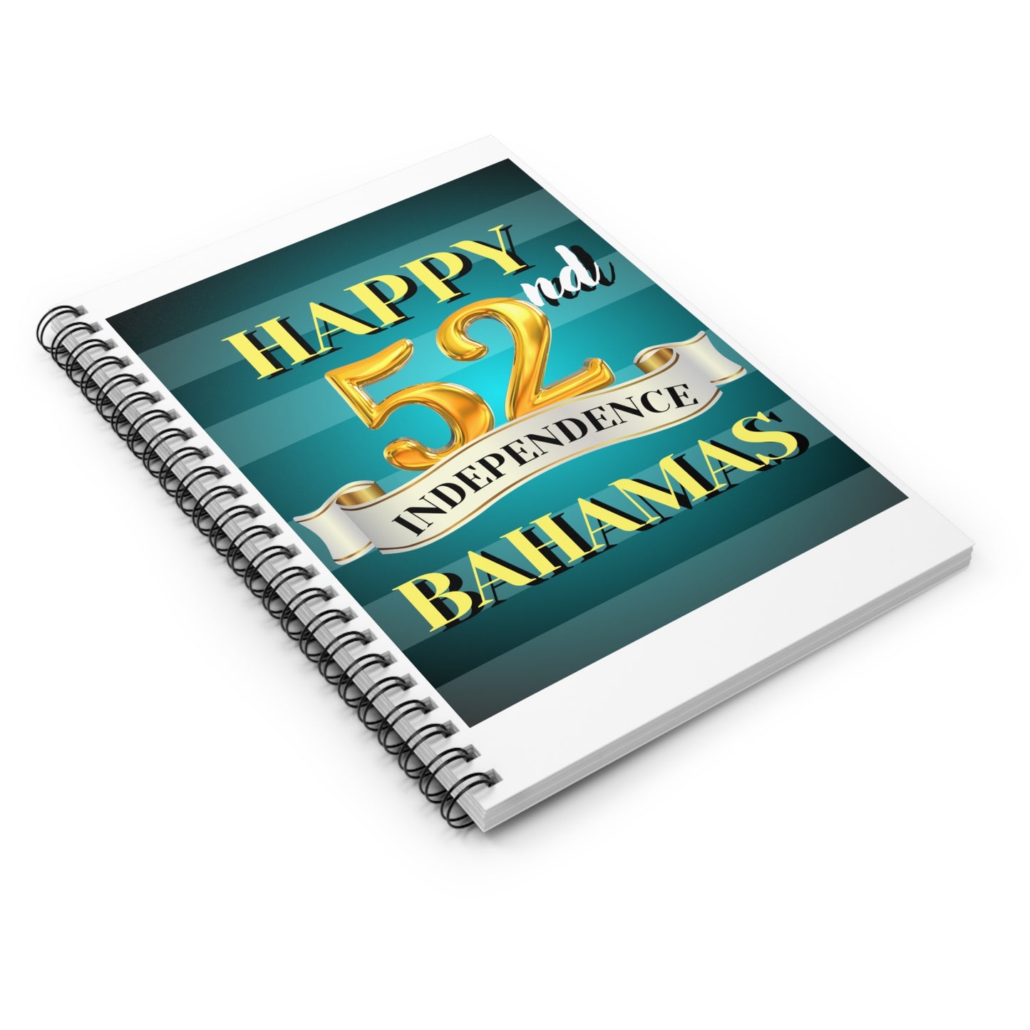 Happy 52nd Independence Blue Stripe Bahamas Celebration Notebook - Happy 52nd, Journal, Gift for Bahamians, Travel Journal, Memory Keeper