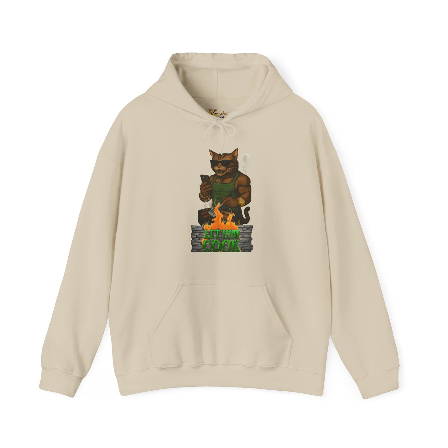 Let Him Cook Cool Cat Grillin' Sweatshirt | Unisex Hoodie for Cat Lovers, Funny Gift for Friends, Cozy Wear, Casual Outfit, Birthday and Holiday Gift