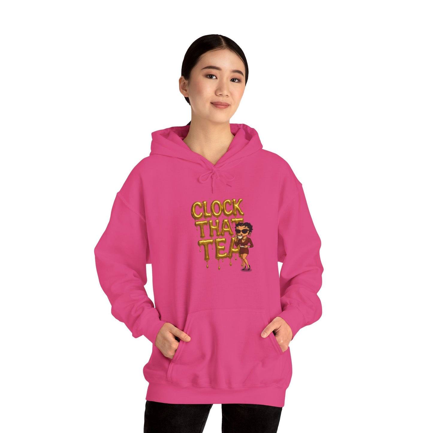 Clock That Tea Hooded Sweatshirt, Fun Unisex Hoodie, Cozy Sweatshirt Gift for Tea Lovers, Stylish Casual Wear, Perfect for Any Season