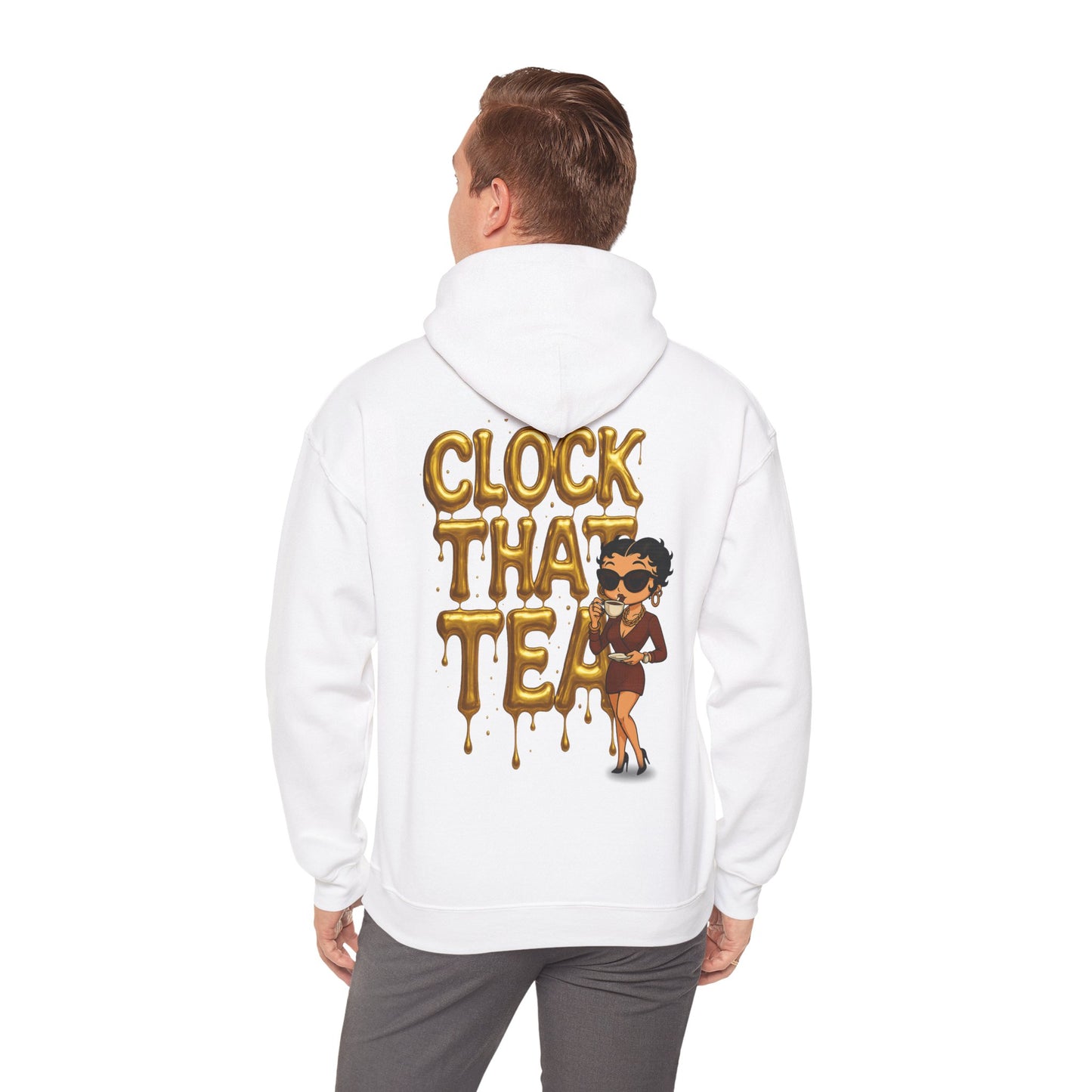 Clock That Tea Hooded Sweatshirt, Fun Unisex Hoodie, Cozy Sweatshirt Gift for Tea Lovers, Stylish Casual Wear, Perfect for Any Season