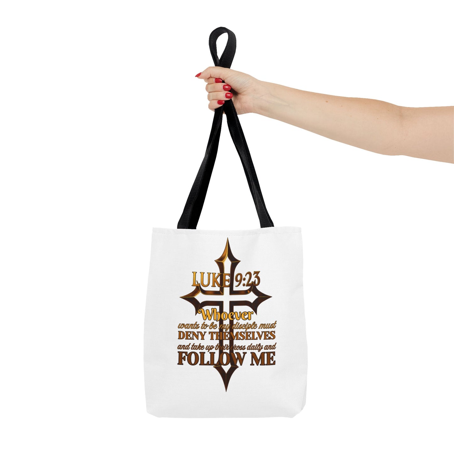 Luke 9:23 Inspirational Cross Tote Bag, Christian Faith Bag, Scripture Motivational Tote, Gift for Believers, Luke 9:23 Bag, Everyday Carry