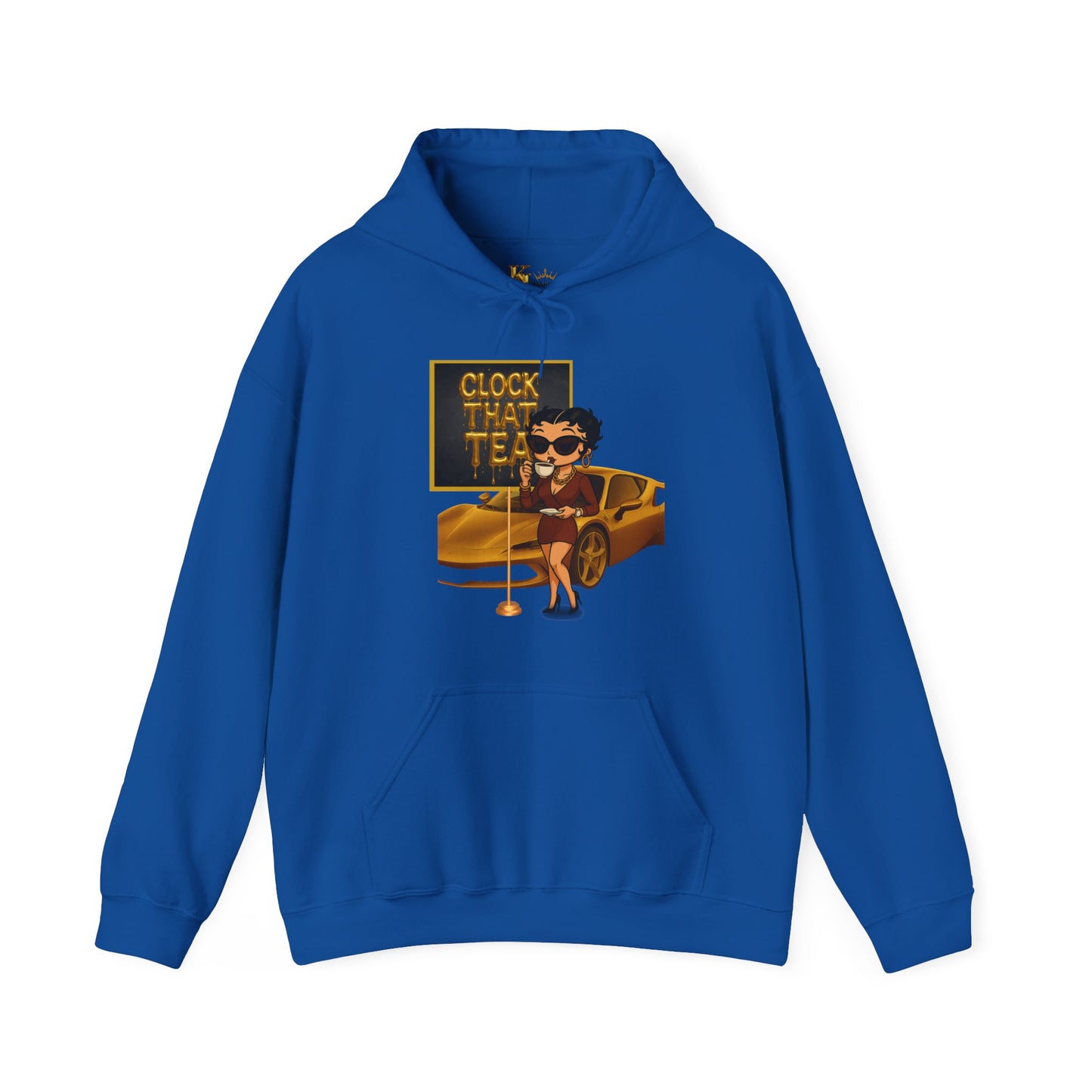 Clock That Tea Chic Hooded Sweatshirt for Tea Lovers, Trendy Unisex Pullover, Casual Streetwear, Gift for Friends, Perfect for Cozy Days