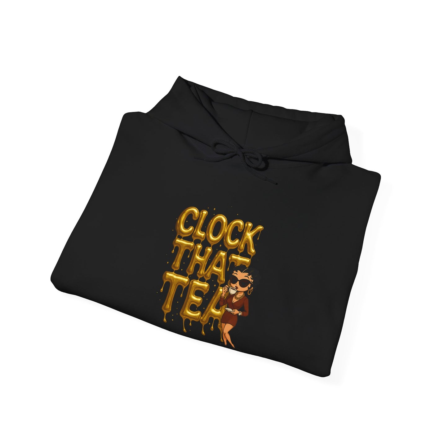 Clock That Tea Hooded Sweatshirt, Fun Unisex Hoodie, Cozy Sweatshirt Gift for Tea Lovers, Stylish Casual Wear, Perfect for Any Season