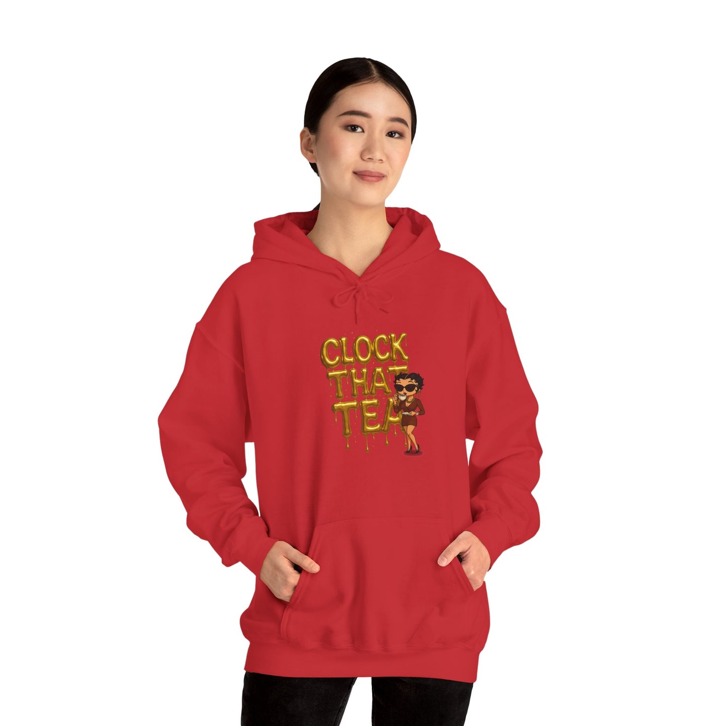 Clock That Tea Hooded Sweatshirt, Fun Unisex Hoodie, Cozy Sweatshirt Gift for Tea Lovers, Stylish Casual Wear, Perfect for Any Season