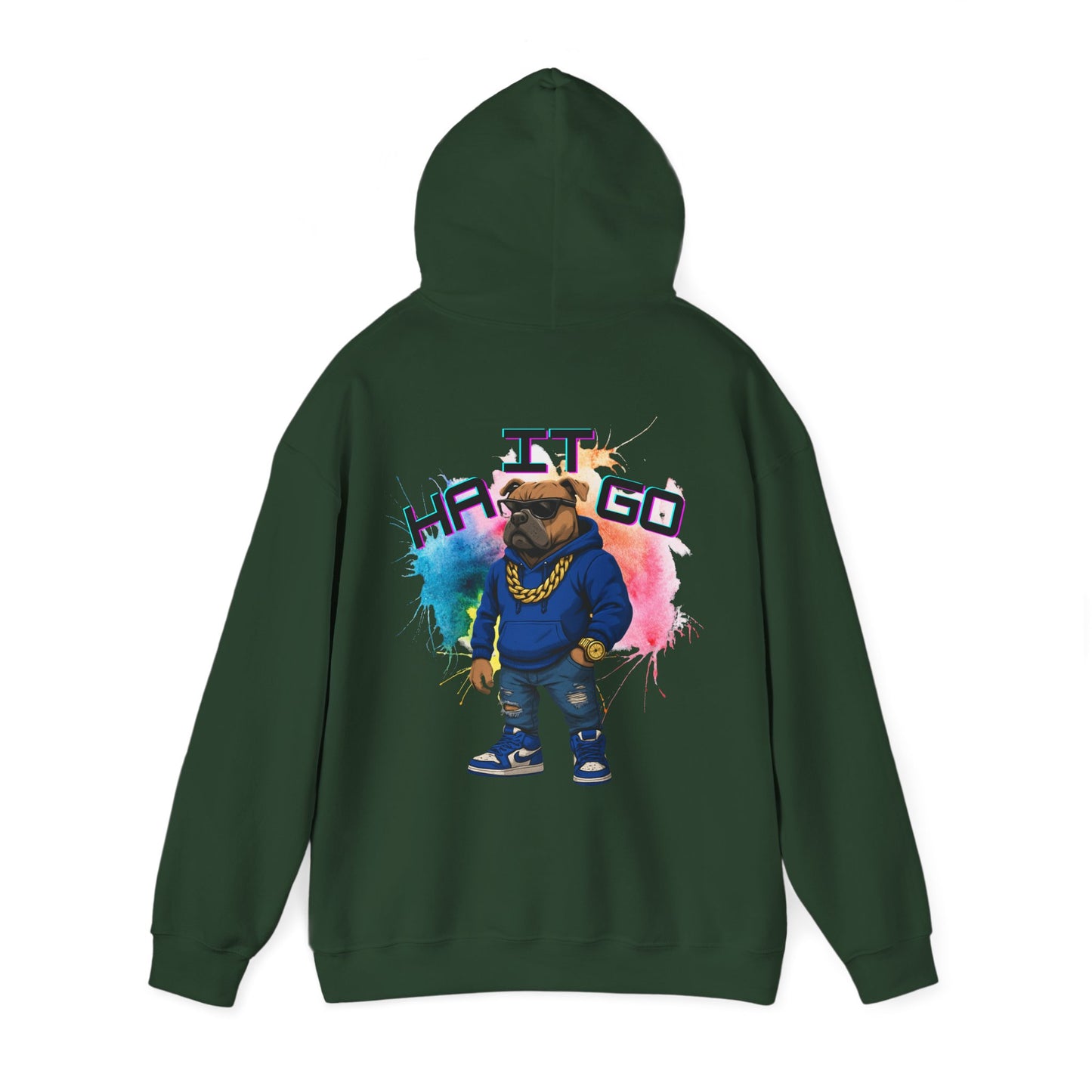 Ha It Go Cool Hipster Dog Hoodie, Streetwear Unisex Sweatshirt, Funny Pet Lover Gift, Casual Stylish Pullover, Colorful Graphic Sweatshirt
