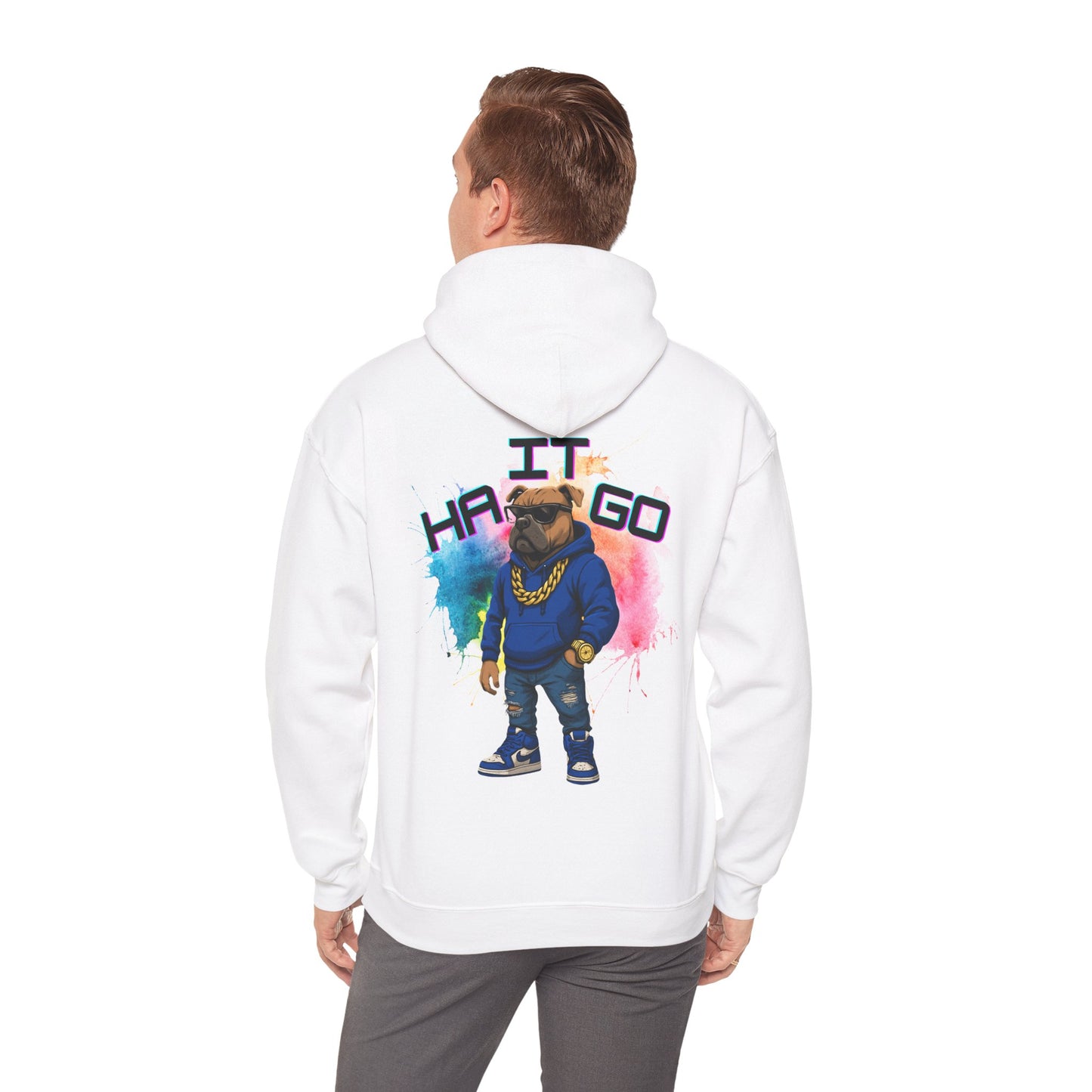 Ha It Go Cool Hipster Dog Hoodie, Streetwear Unisex Sweatshirt, Funny Pet Lover Gift, Casual Stylish Pullover, Colorful Graphic Sweatshirt