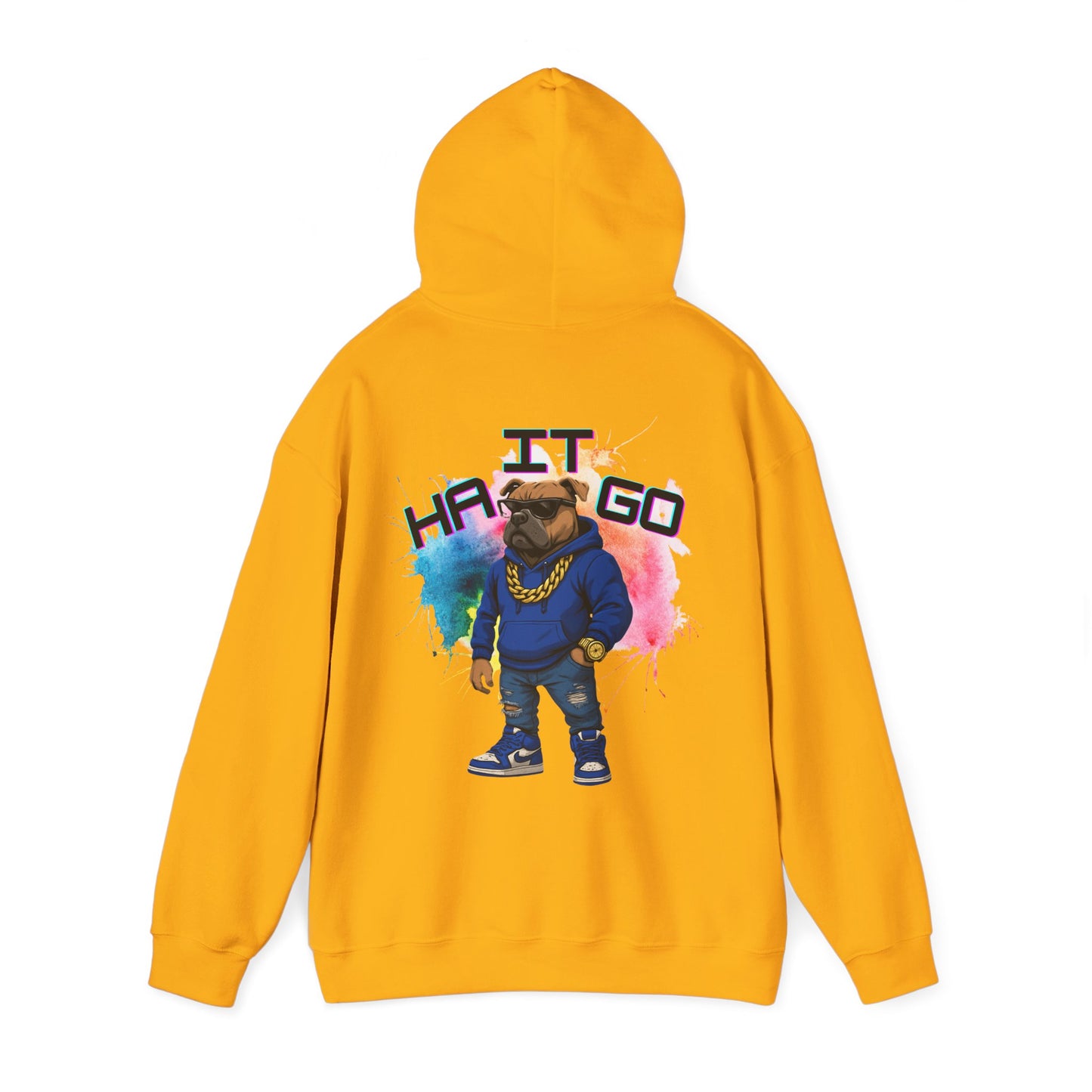 Ha It Go Cool Hipster Dog Hoodie, Streetwear Unisex Sweatshirt, Funny Pet Lover Gift, Casual Stylish Pullover, Colorful Graphic Sweatshirt