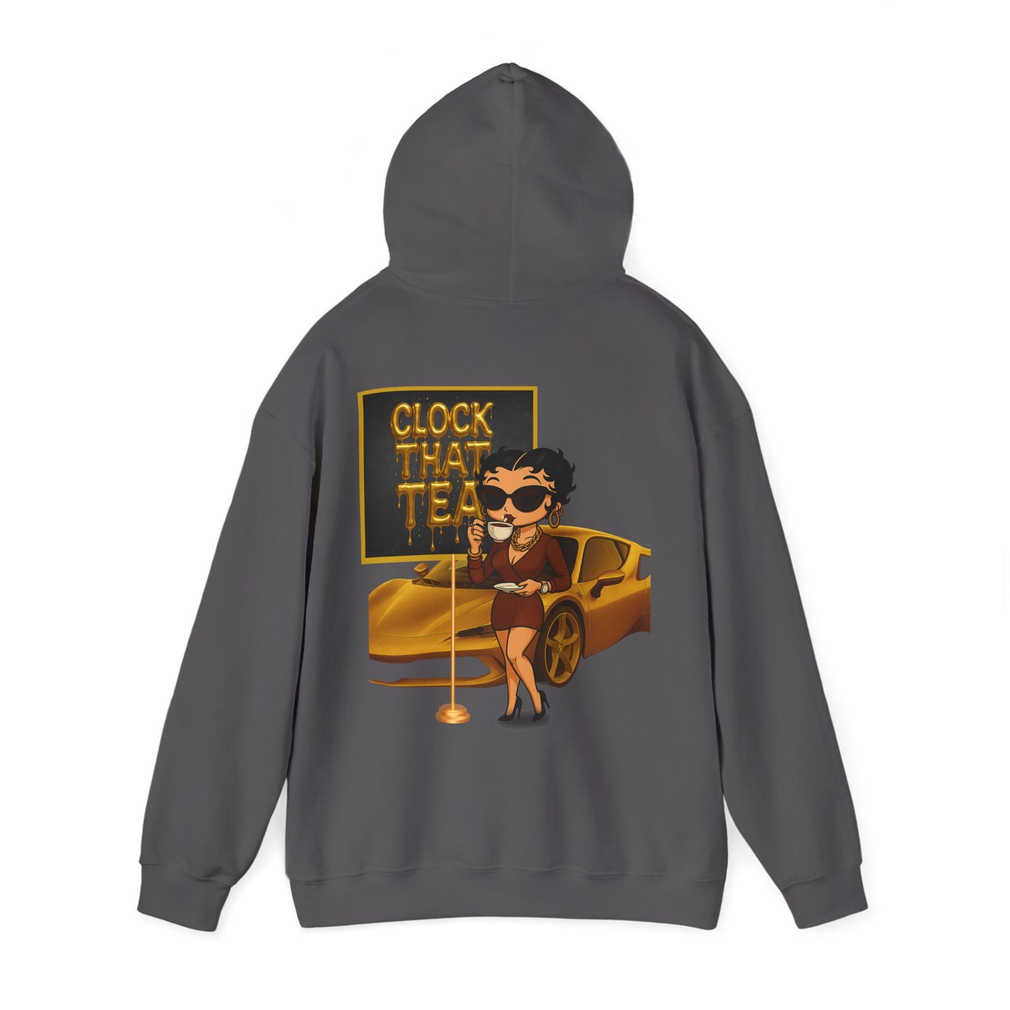 Clock That Tea Chic Hooded Sweatshirt for Tea Lovers, Trendy Unisex Pullover, Casual Streetwear, Gift for Friends, Perfect for Cozy Days