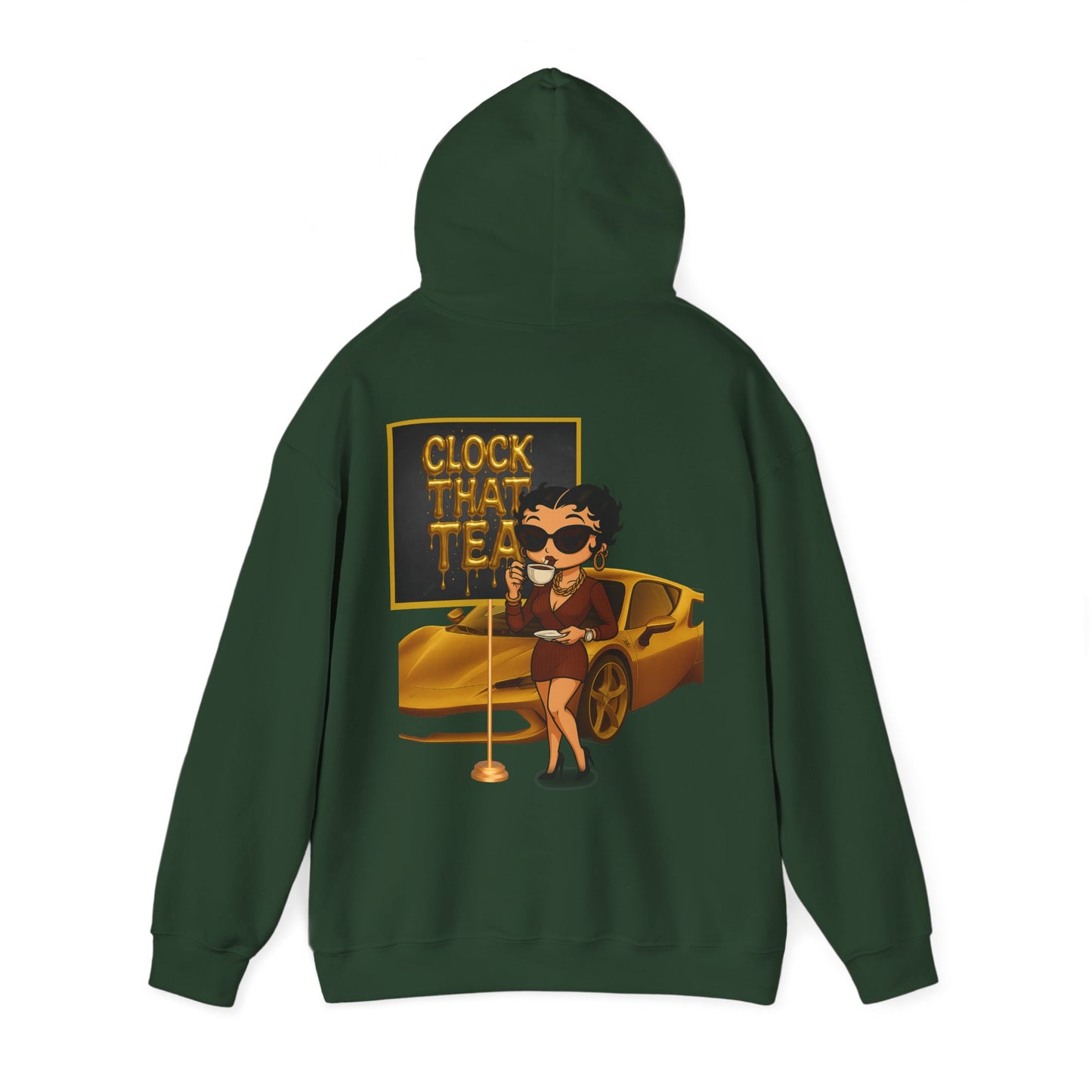Clock That Tea Chic Hooded Sweatshirt for Tea Lovers, Trendy Unisex Pullover, Casual Streetwear, Gift for Friends, Perfect for Cozy Days