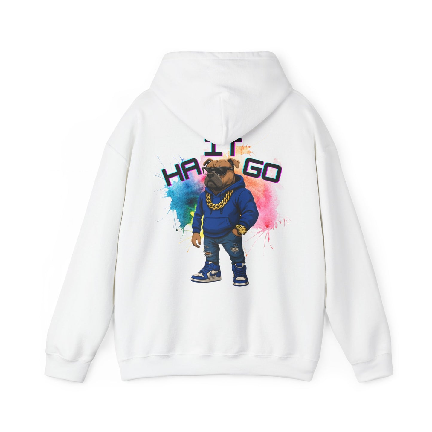 Ha It Go Cool Hipster Dog Hoodie, Streetwear Unisex Sweatshirt, Funny Pet Lover Gift, Casual Stylish Pullover, Colorful Graphic Sweatshirt