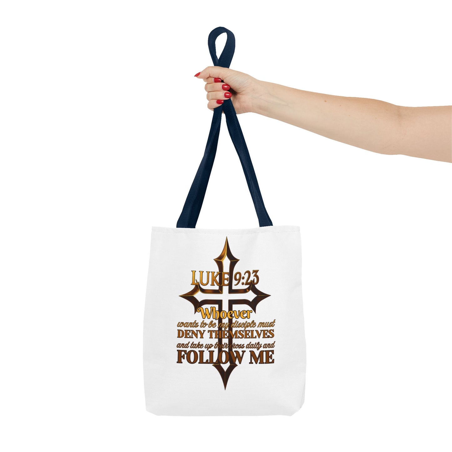 Luke 9:23 Inspirational Cross Tote Bag, Christian Faith Bag, Scripture Motivational Tote, Gift for Believers, Luke 9:23 Bag, Everyday Carry