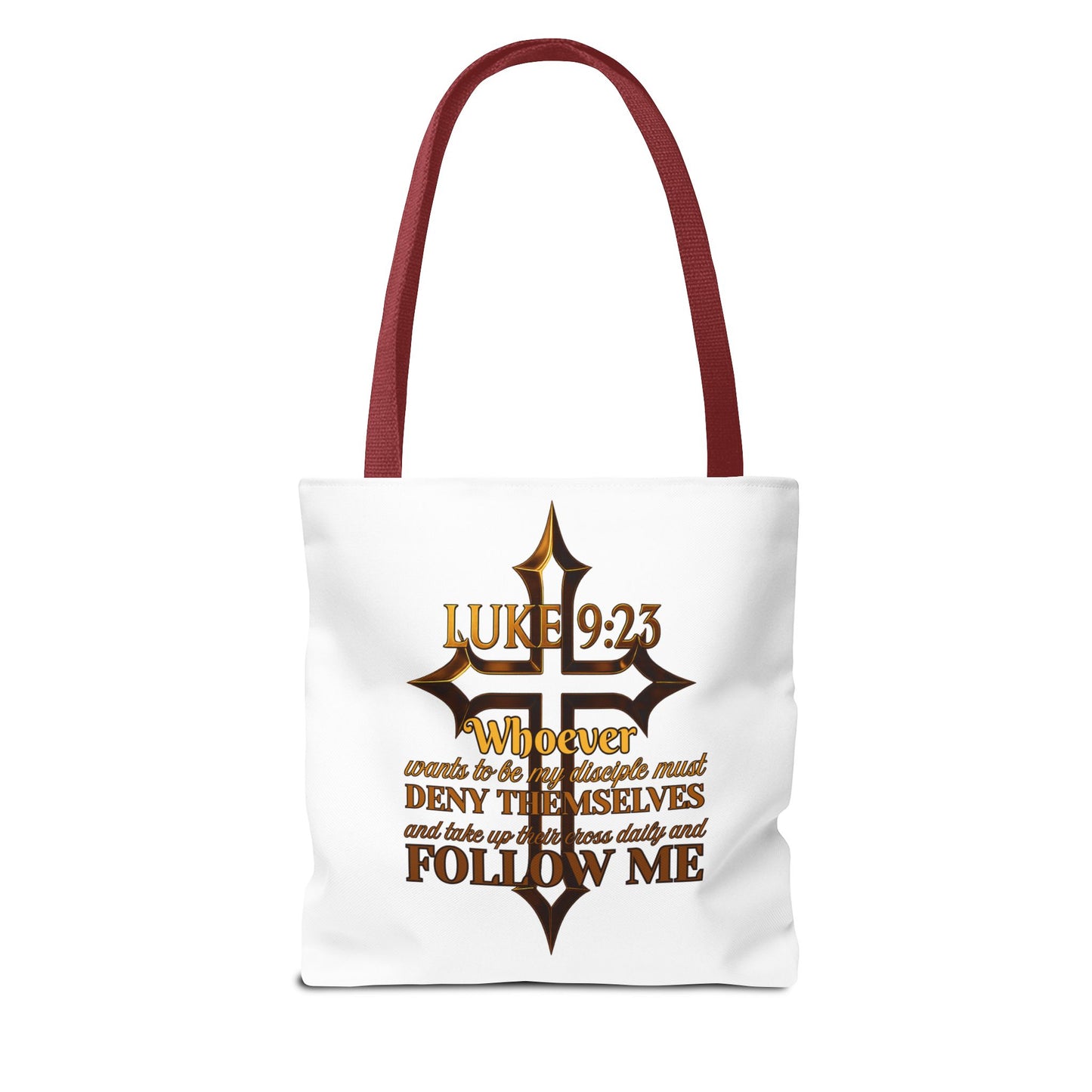 Luke 9:23 Inspirational Cross Tote Bag, Christian Faith Bag, Scripture Motivational Tote, Gift for Believers, Luke 9:23 Bag, Everyday Carry