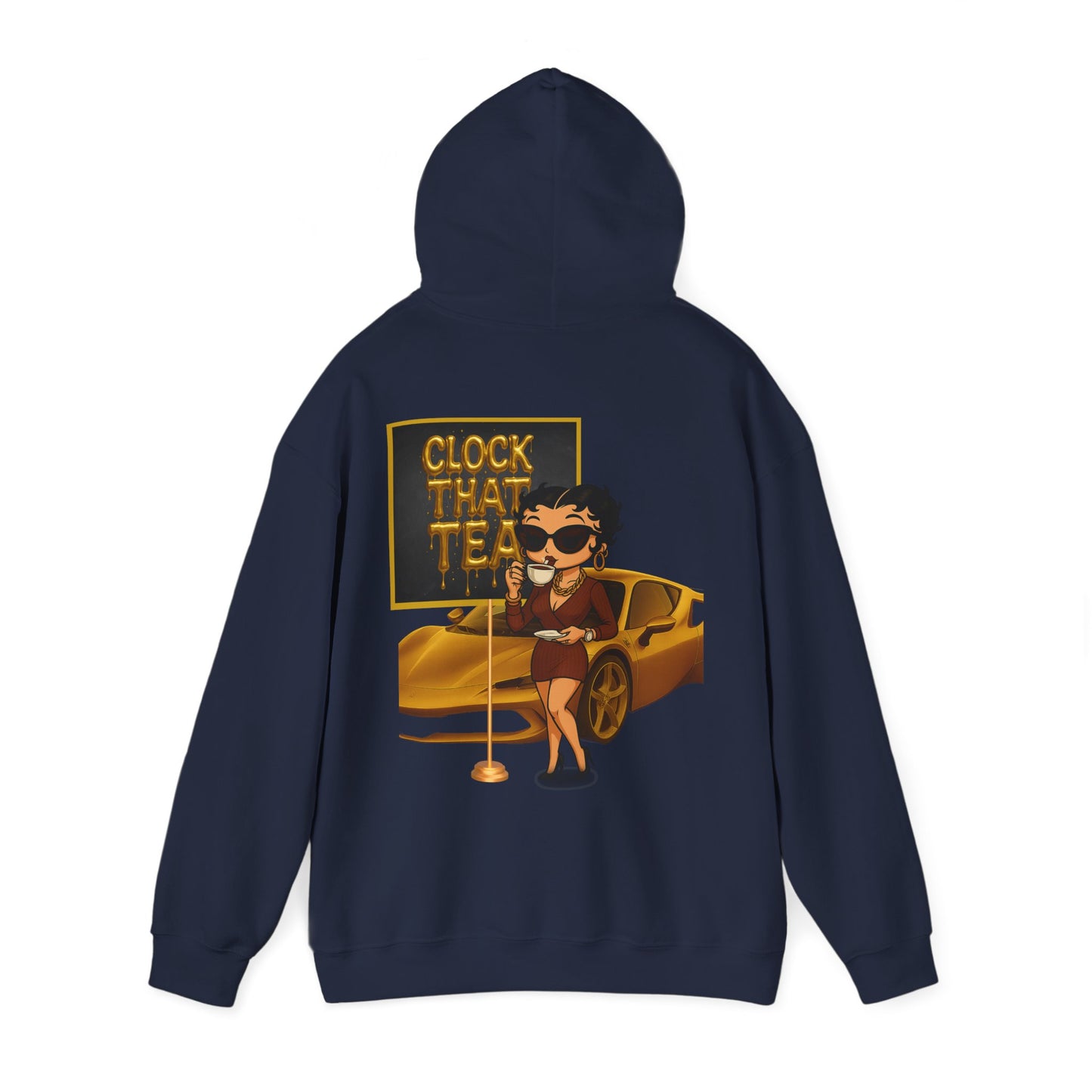 Clock That Tea Chic Hooded Sweatshirt for Tea Lovers, Trendy Unisex Pullover, Casual Streetwear, Gift for Friends, Perfect for Cozy Days