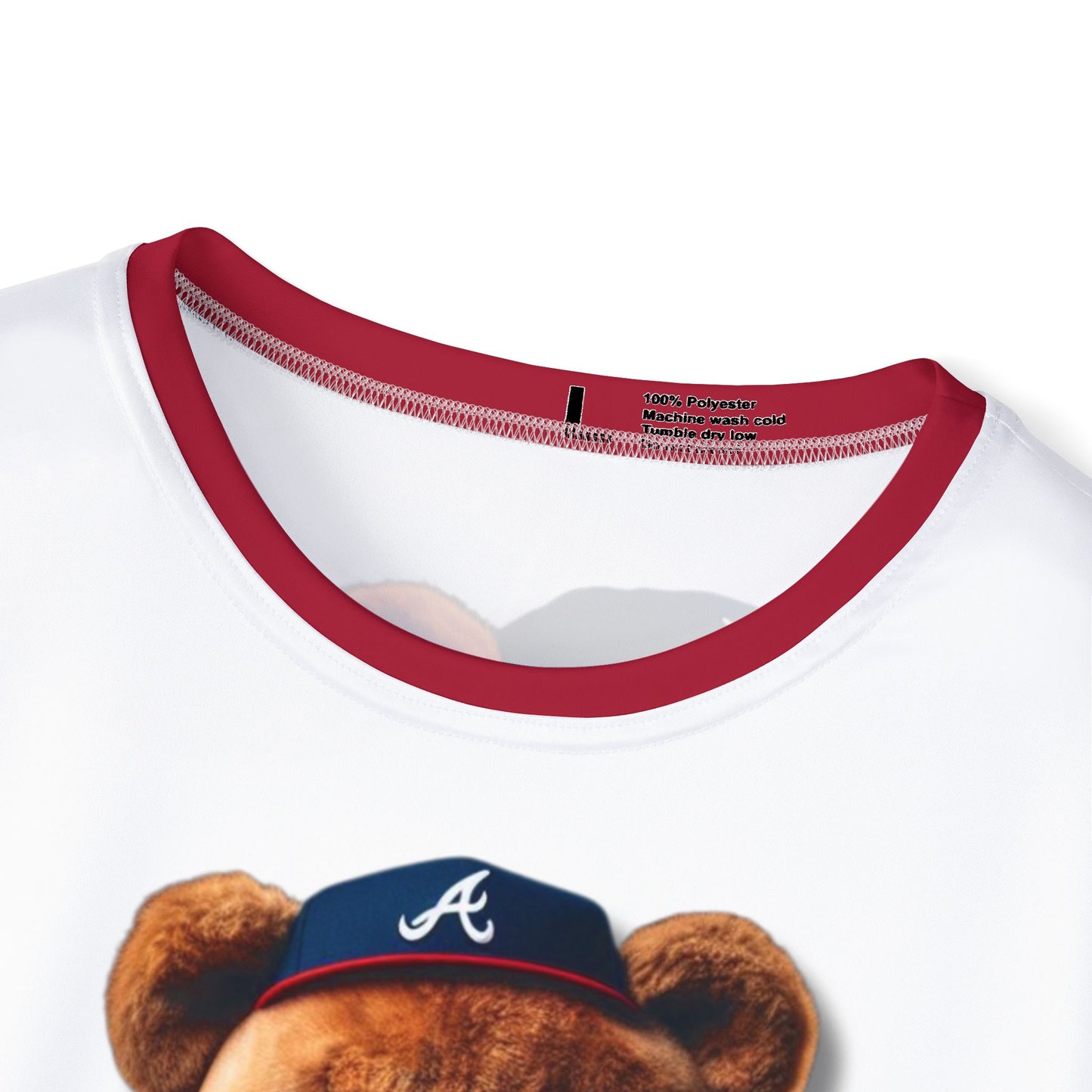 Atlanta Braves Baseball, Bristol Motor Speedway, White Men's Sports Jersey with Bear Mascot, Cute Baseball Shirt, Sporty Casual Wear, Gifts for Sports Fans, MLB Team Apparel, Fun Birthday Present