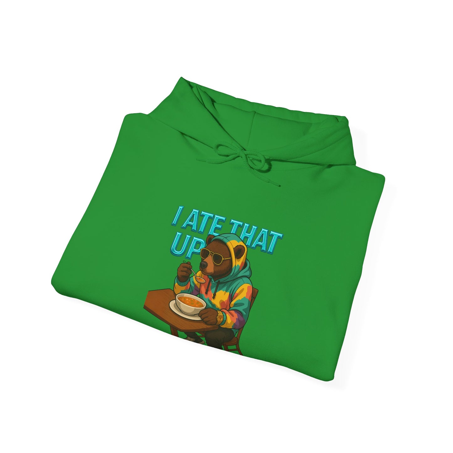 Ate That Up Playful Bear Hoodie, Funny Animal Sweatshirt, Gift for Food Lovers, Cozy Bear Apparel, Unique Unisex Pullover, Fun Statement Top