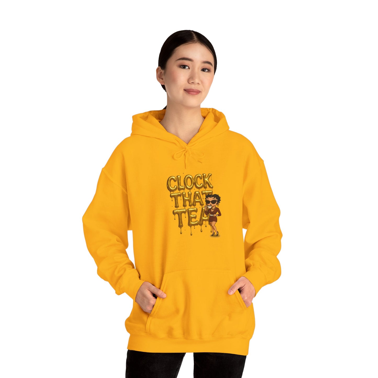 Clock That Tea Hooded Sweatshirt, Fun Unisex Hoodie, Cozy Sweatshirt Gift for Tea Lovers, Stylish Casual Wear, Perfect for Any Season