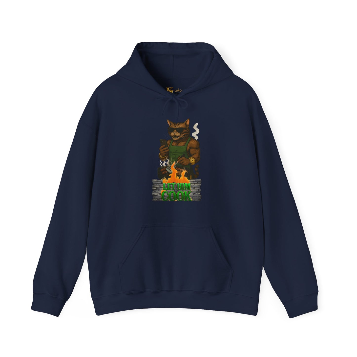 Let Him Cook Cool Cat Grillin' Sweatshirt | Unisex Hoodie for Cat Lovers, Funny Gift for Friends, Cozy Wear, Casual Outfit, Birthday and Holiday Gift