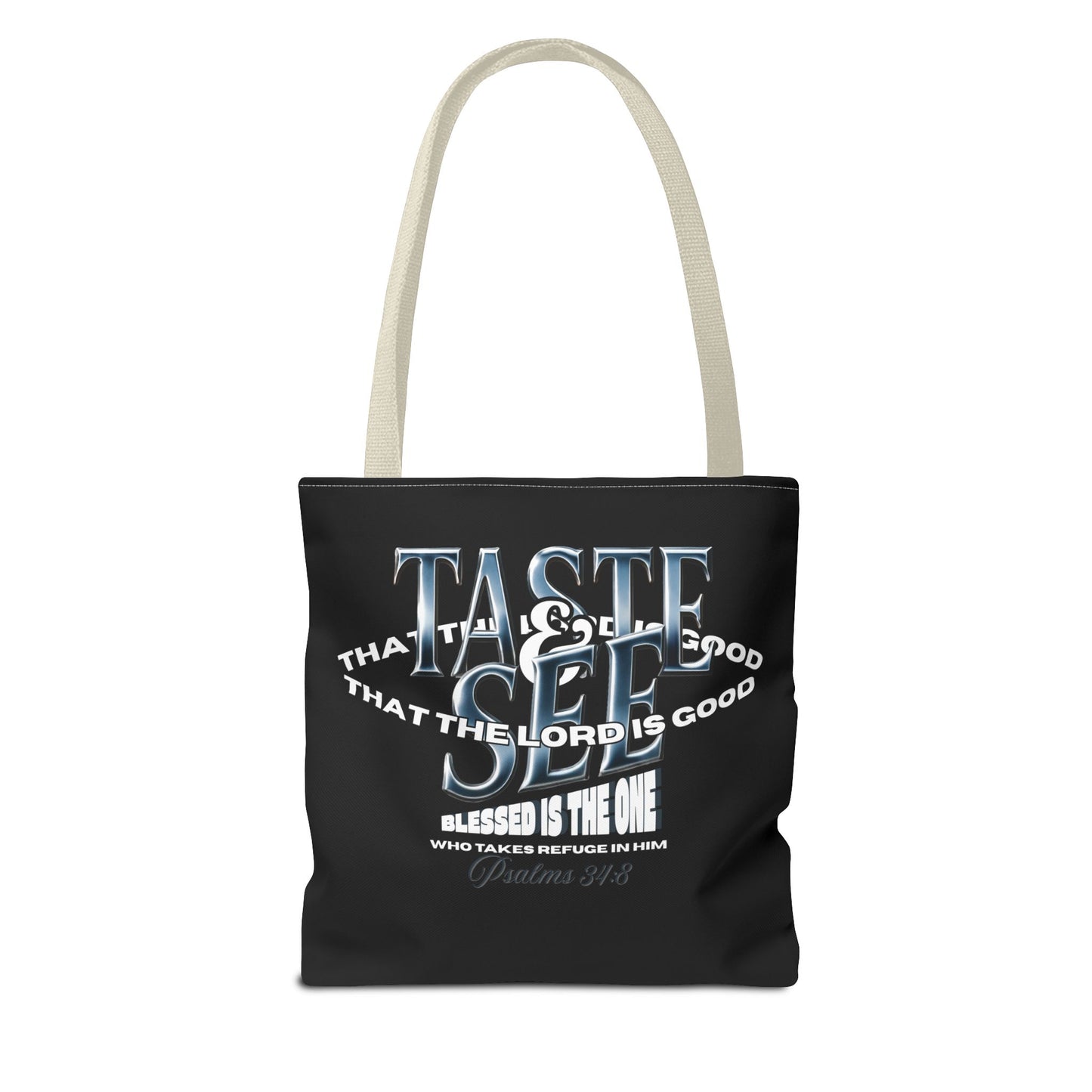 Taste and See Inspirational Tote Bag - Faith & Spirituality, Christian Gift, Bible Verse, Religious Accessories, Everyday Use, Stylish Carryall
