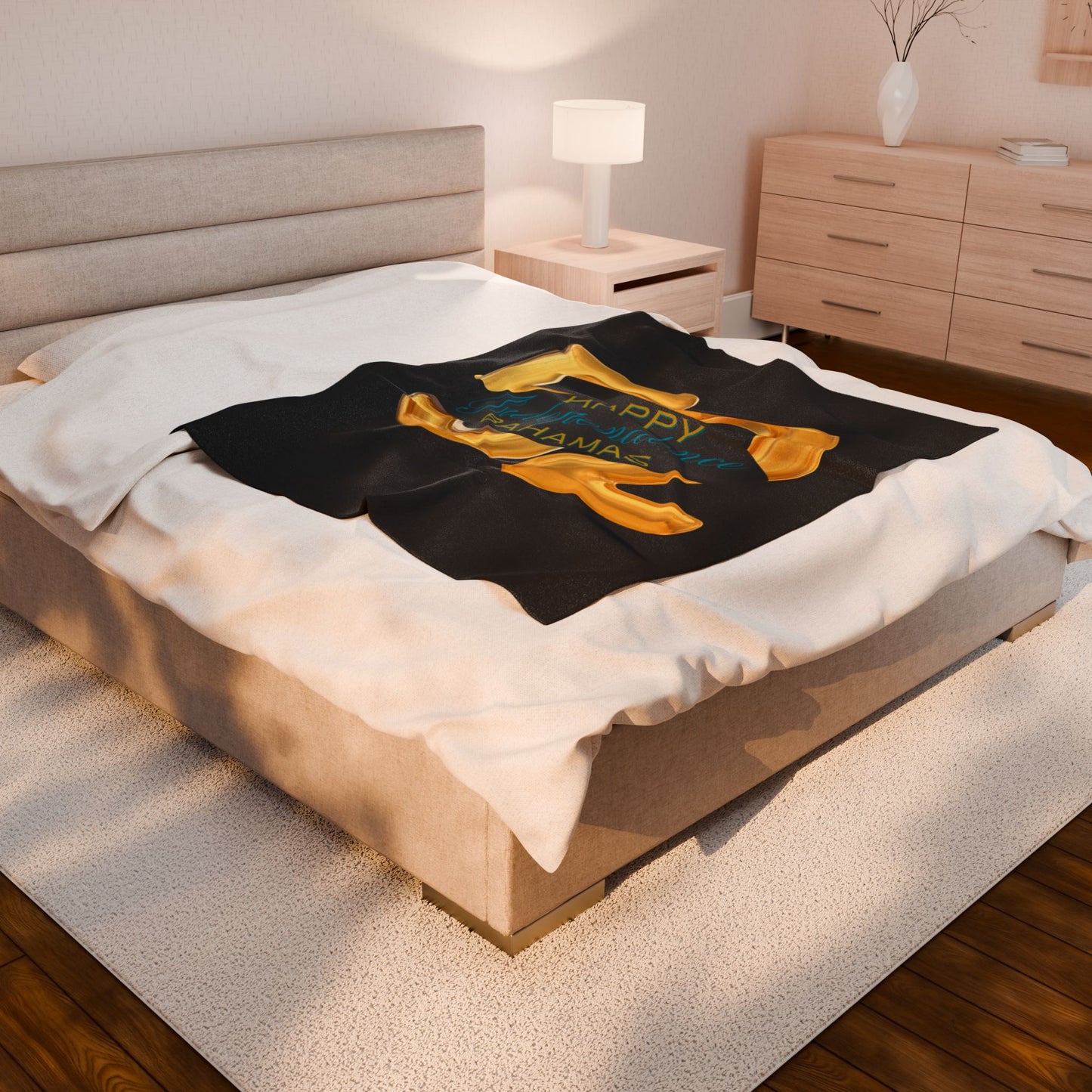 Happy Independence Day Bahamas Gold 52 Luxurious Plush Blanket for Celebrations, Cozy Throw, Gift for Independence Day, Home Decor, Warm Blanket