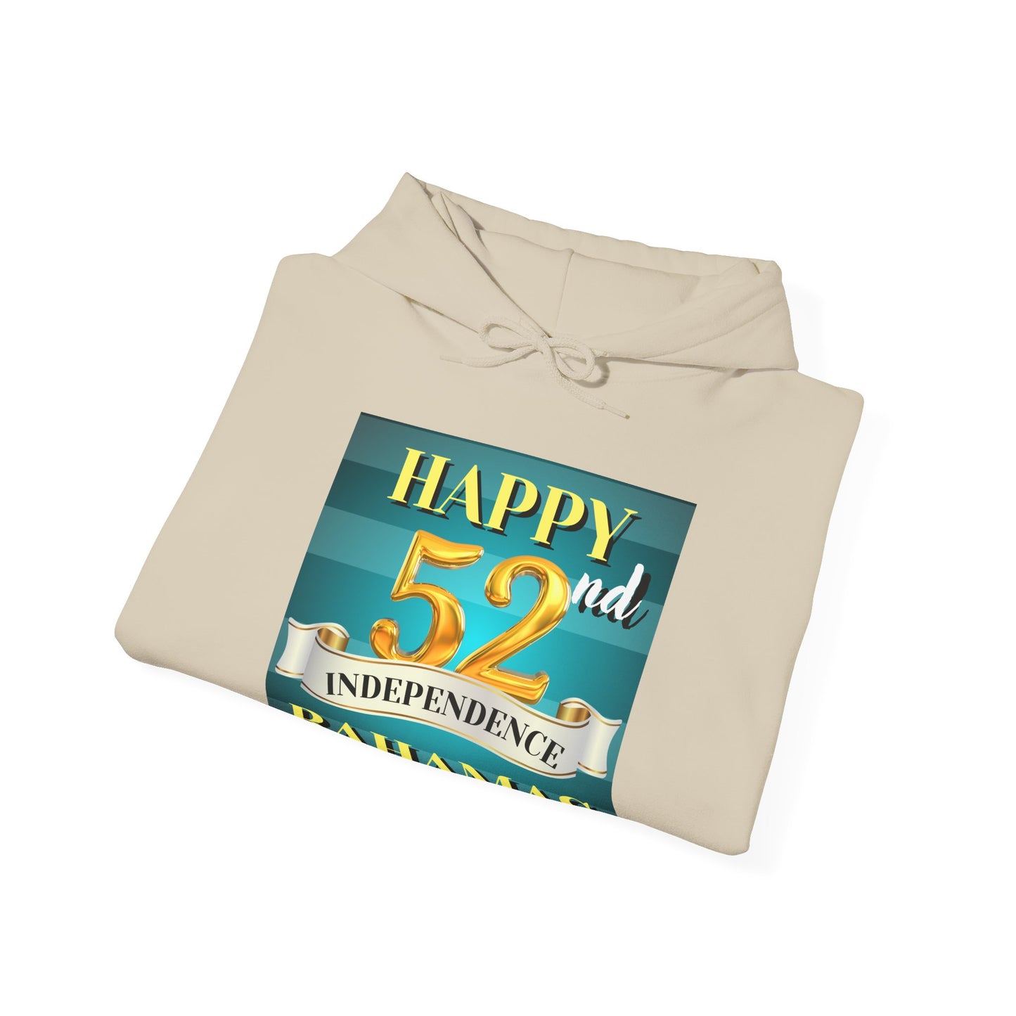 Happy 52nd Independence Blue Stripe Bahamas Hoodie, Cozy Sweatshirt, 52nd Anniversary Gift, Unisex Pullover, Festive Celebration Apparel