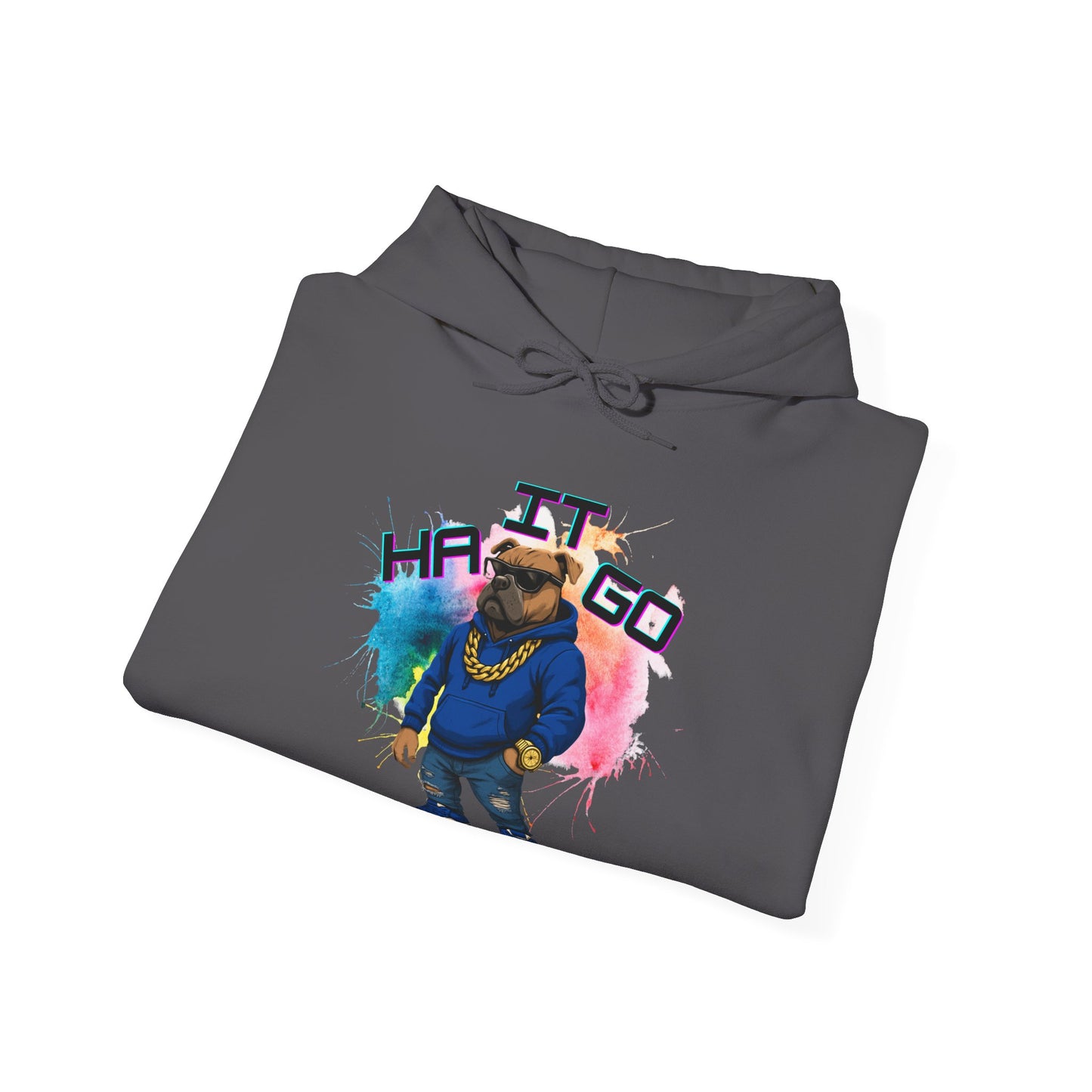 Ha It Go Cool Hipster Dog Hoodie, Streetwear Unisex Sweatshirt, Funny Pet Lover Gift, Casual Stylish Pullover, Colorful Graphic Sweatshirt