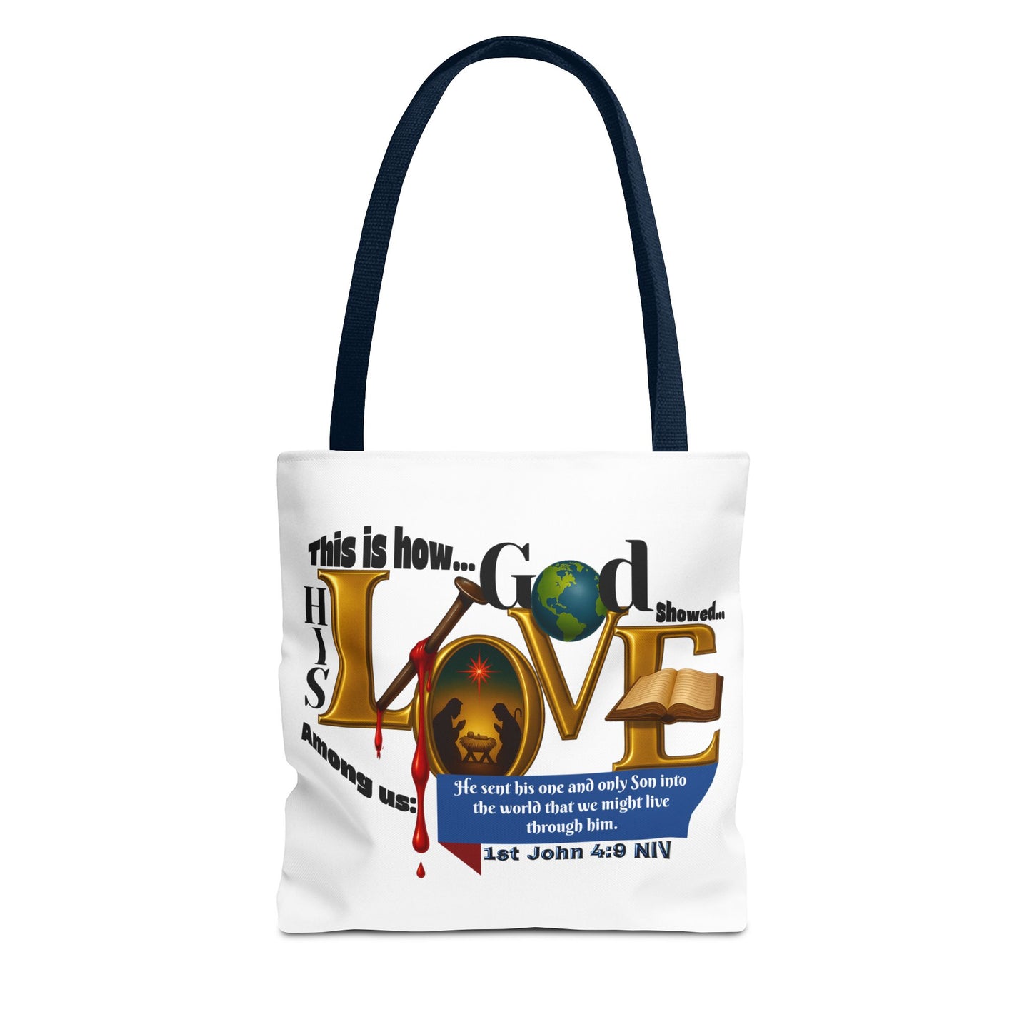 1st John 4:9 Faith-Inspired Tote Bag, Christian Gift, Religious Tote, Bible Verse Bag, Everyday Use, Church Accessory