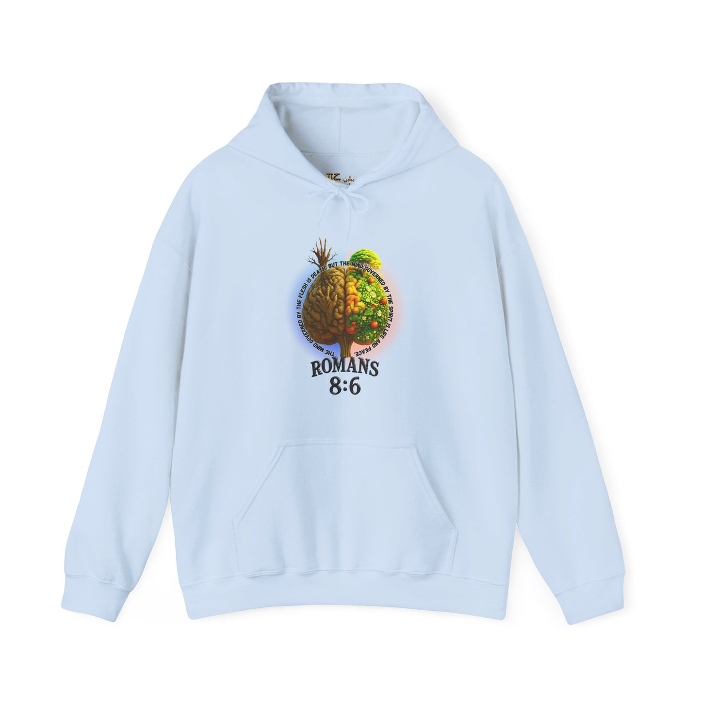 Romans 8:6, Inspirational Unisex Hooded Sweatshirt, Motivational Gift, Cozy Print, Spiritual Hoodie, Everyday Wear, Affirmation Clothing