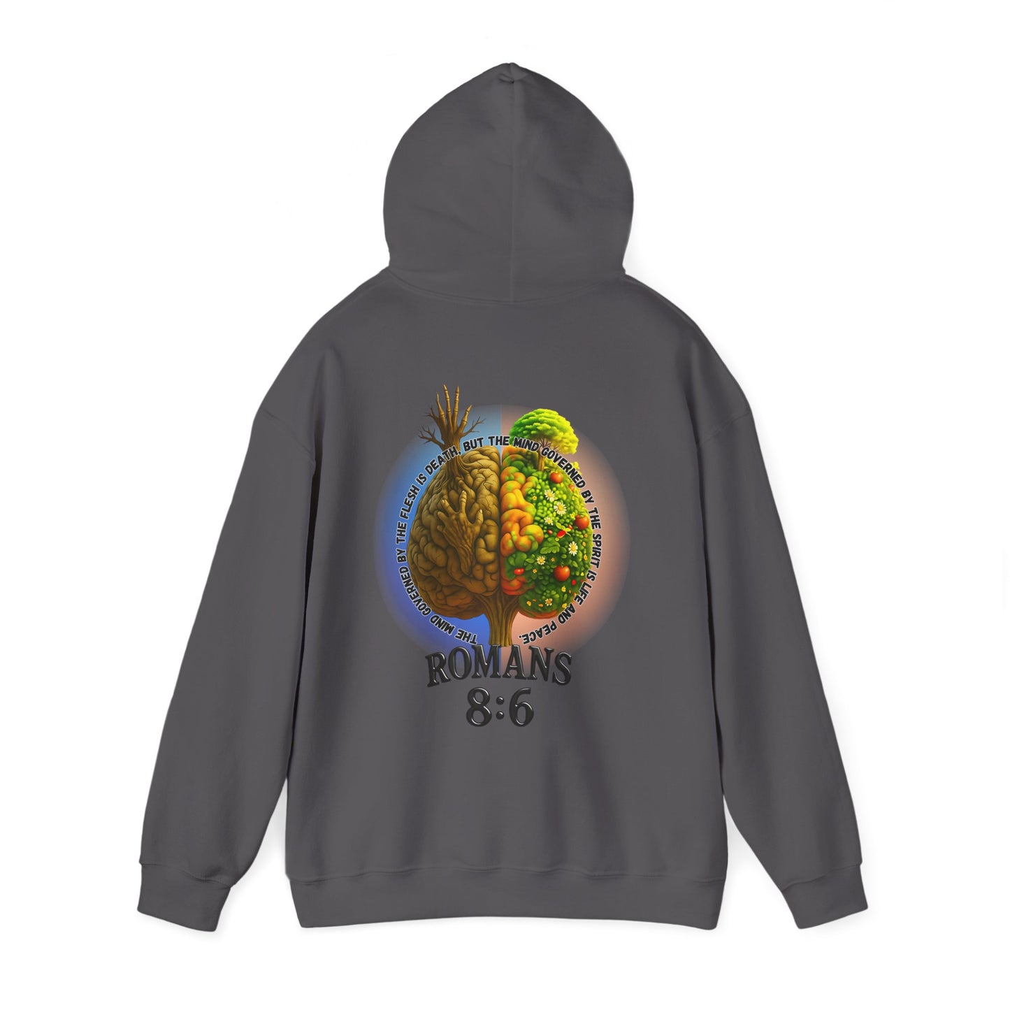 Romans 8:6, Inspirational Unisex Hooded Sweatshirt, Motivational Gift, Cozy Print, Spiritual Hoodie, Everyday Wear, Affirmation Clothing