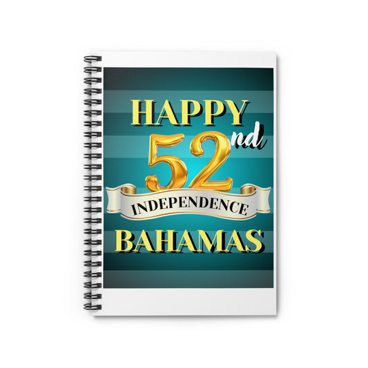 Happy 52nd Independence Blue Stripe Bahamas Celebration Notebook - Happy 52nd, Journal, Gift for Bahamians, Travel Journal, Memory Keeper