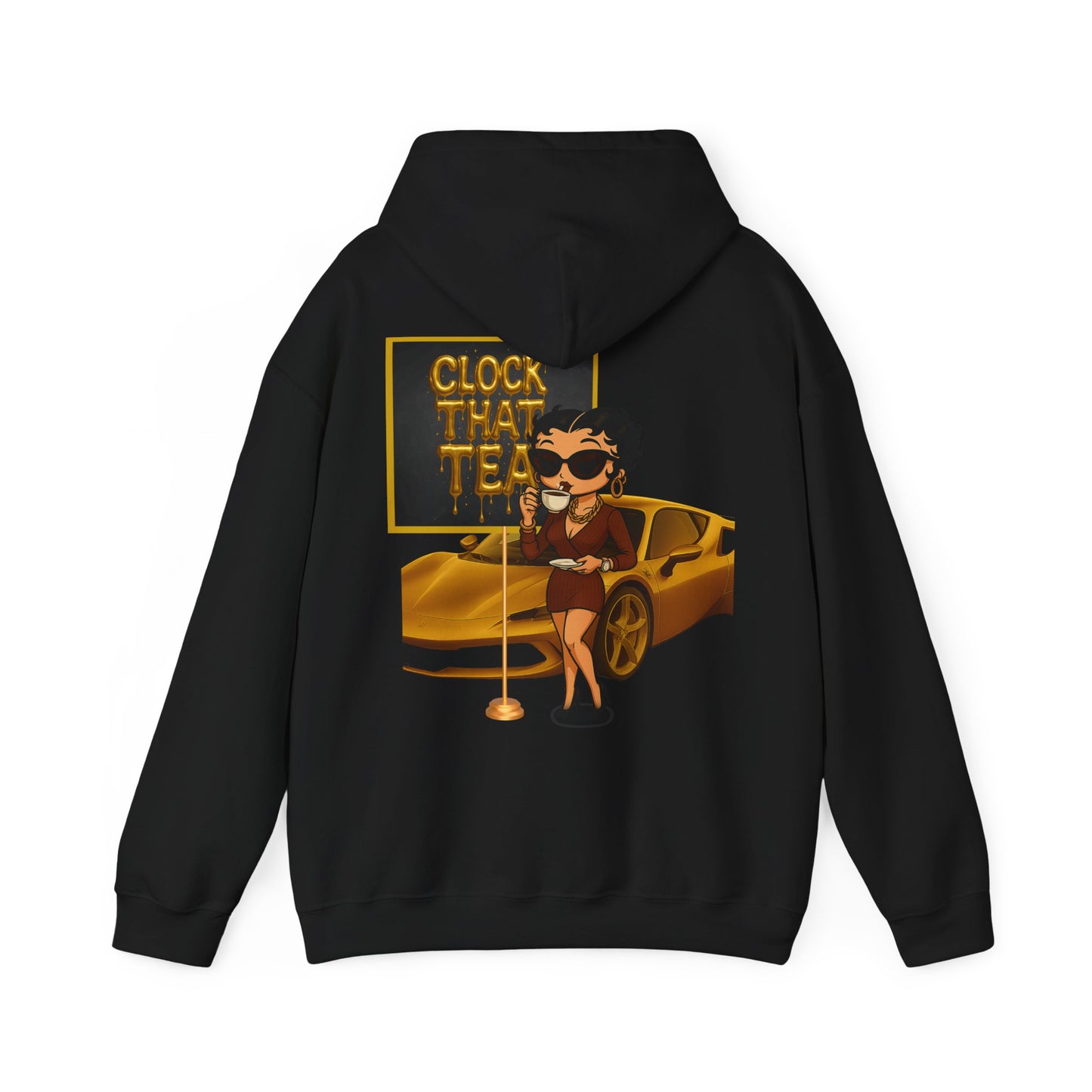Clock That Tea Chic Hooded Sweatshirt for Tea Lovers, Trendy Unisex Pullover, Casual Streetwear, Gift for Friends, Perfect for Cozy Days